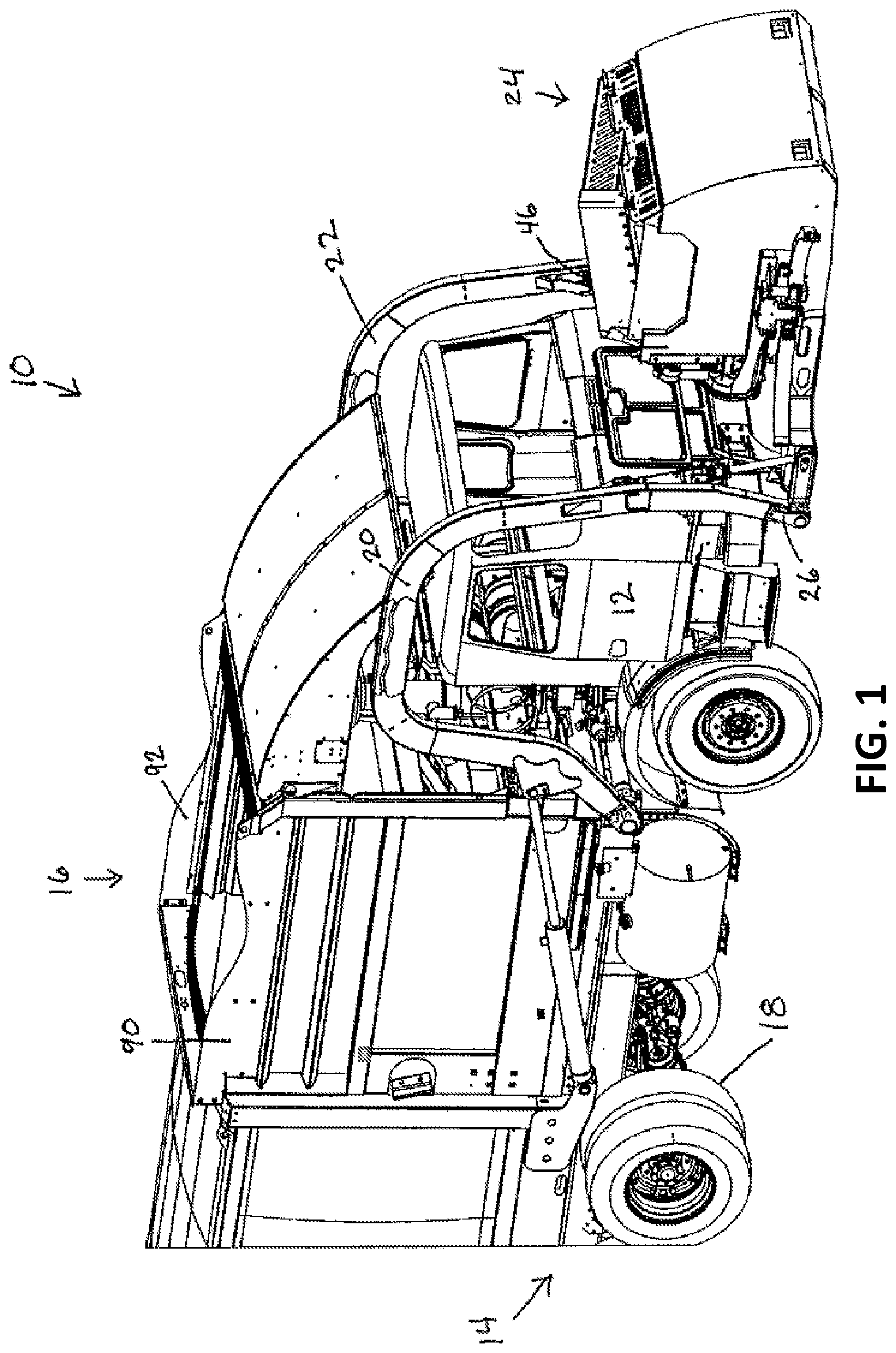 Patent US12304728 — Intermediate container for integration with a refuse vehicle — Figure 1