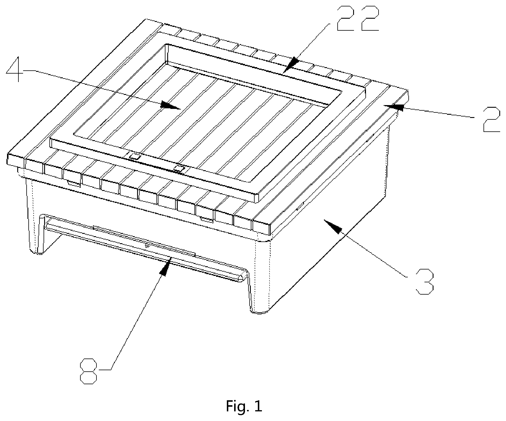 Patent US12304730 Figure 1 – Roller shutter-type intelligent garbage can