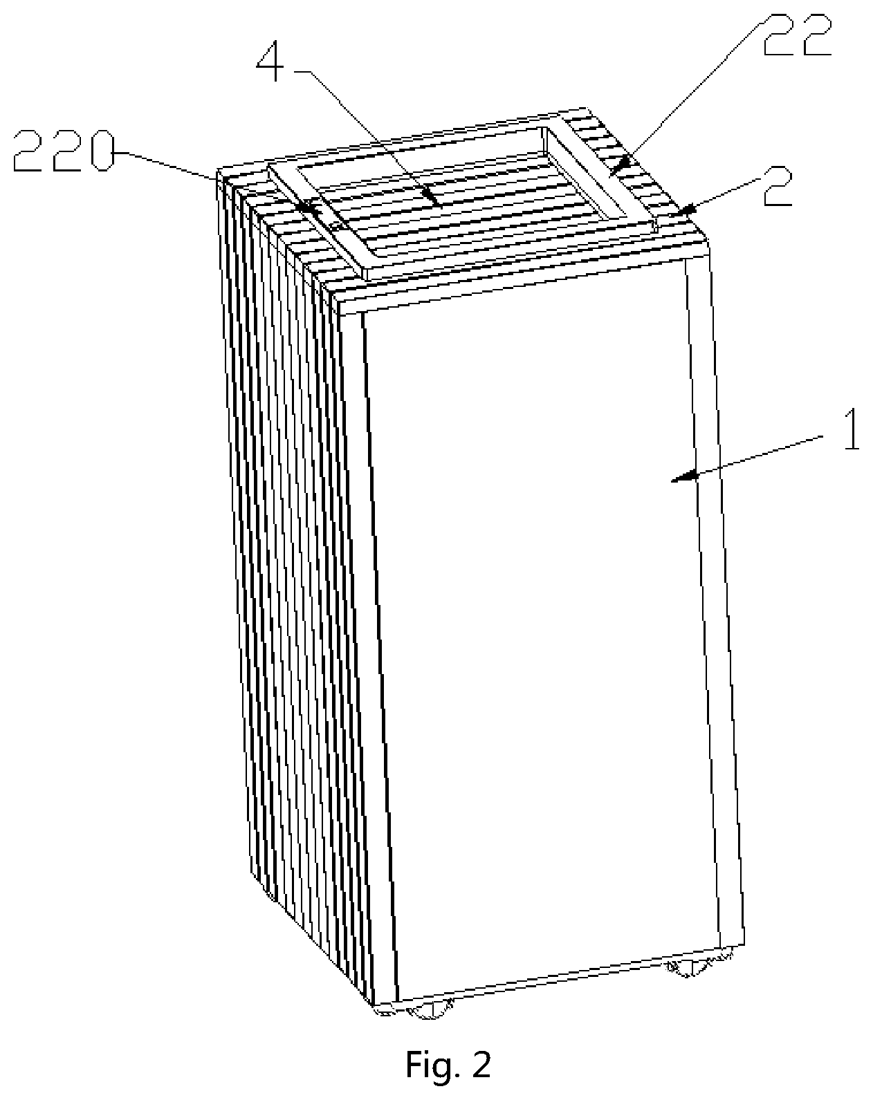Patent US12304730 Figure 2 – Roller shutter-type intelligent garbage can