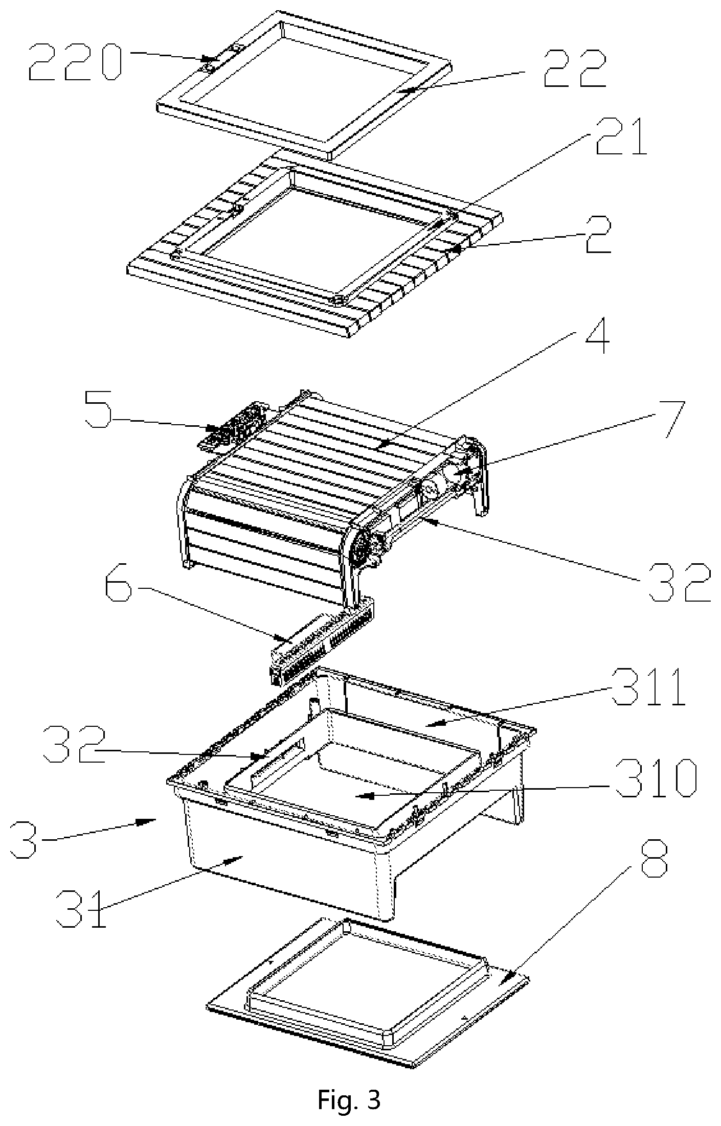 Patent US12304730 Figure 3 – Roller shutter-type intelligent garbage can