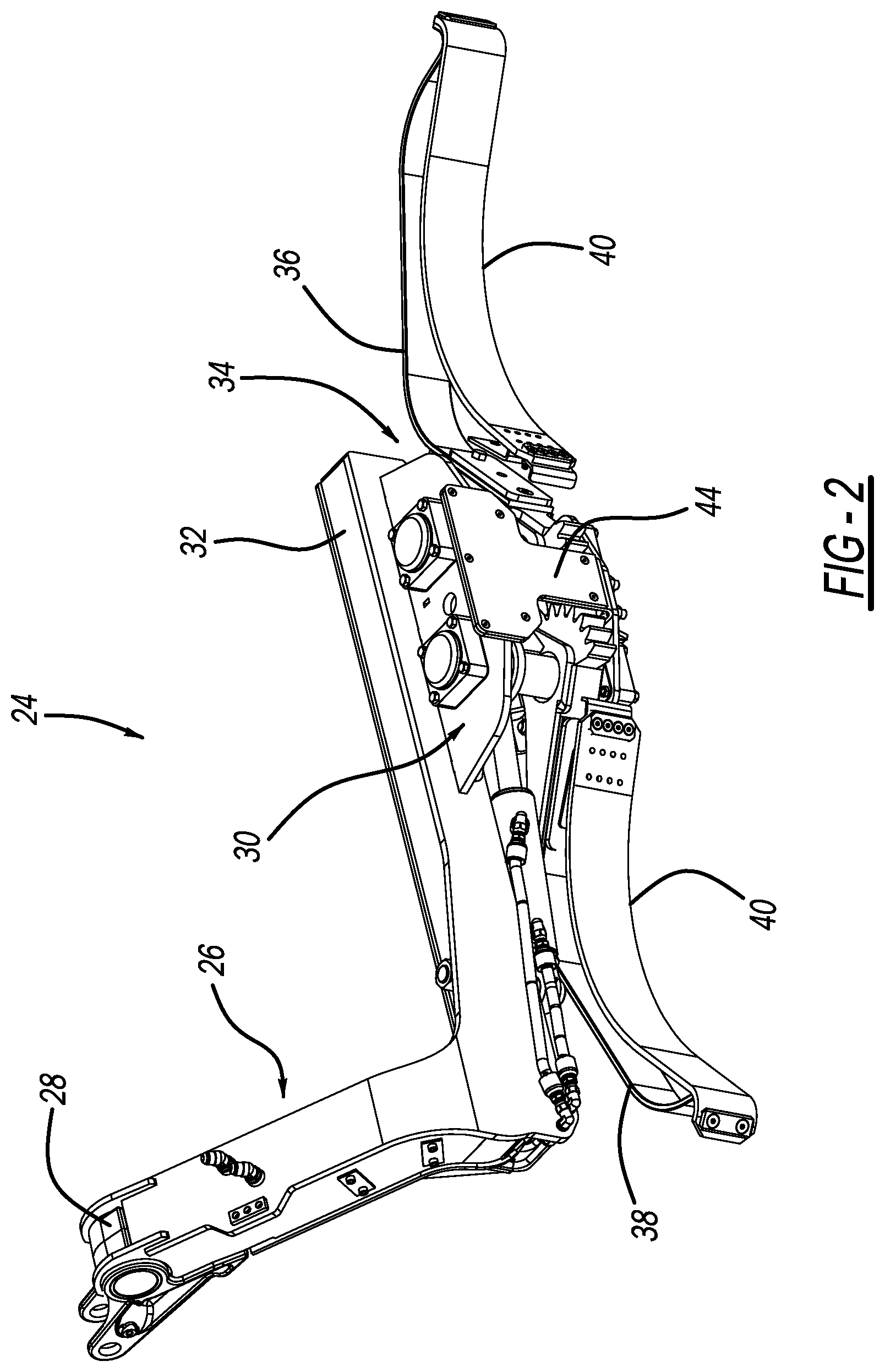 Patent US12304731 Figure 2 – Grabber for a front loader refuse vehicle