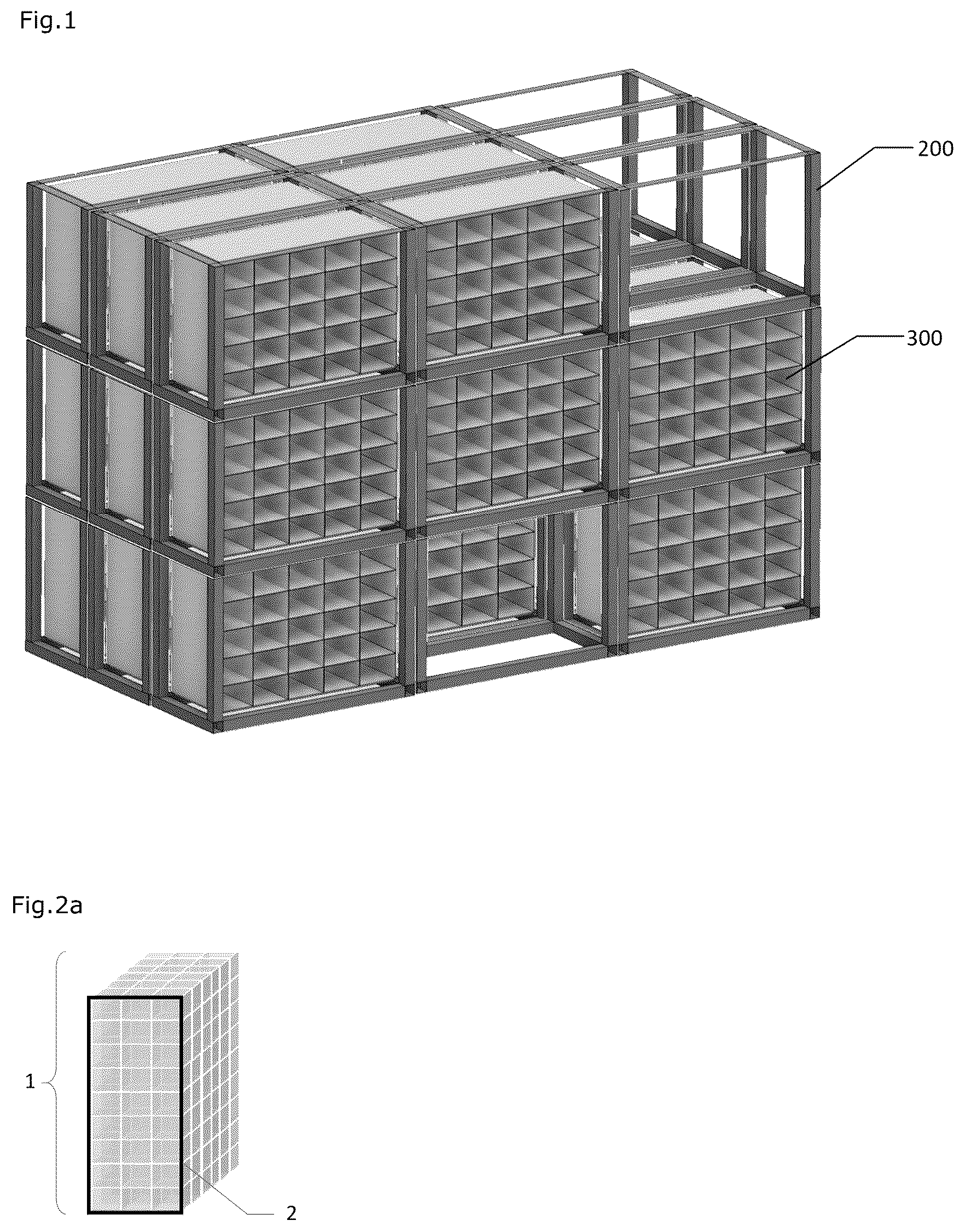 Patent US12304736 Figure 1 – Three-dimensional, modular system for moving standard elements within a three-dimensional structure of the grid type