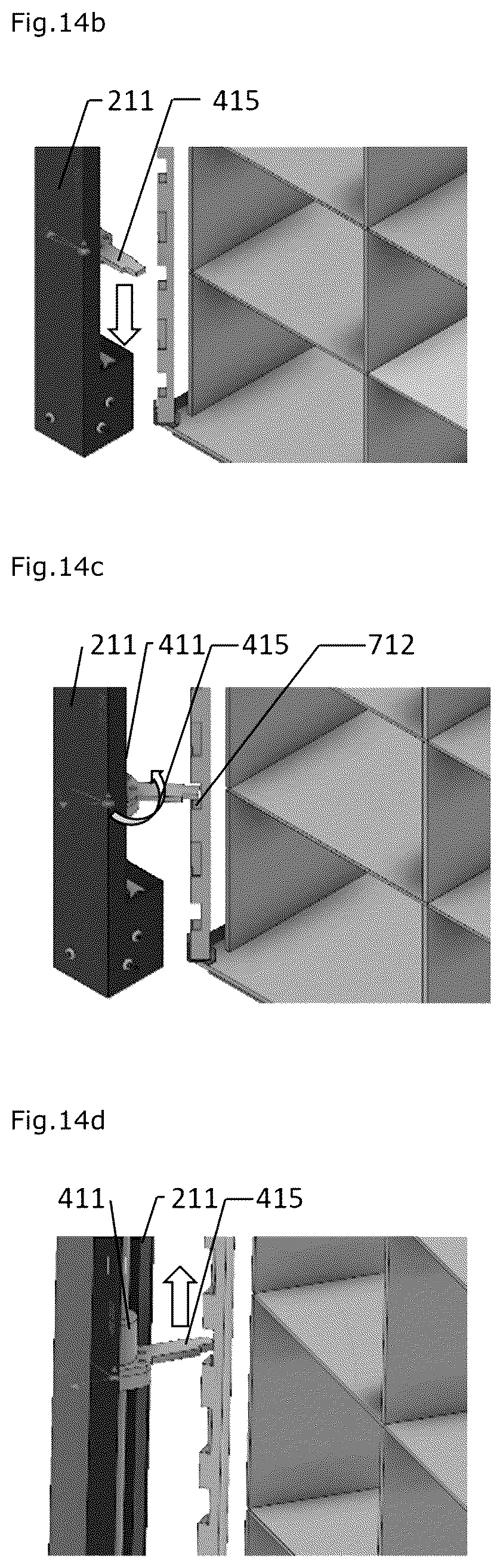 Patent US12304736 Figure 11 – Three-dimensional, modular system for moving standard elements within a three-dimensional structure of the grid type