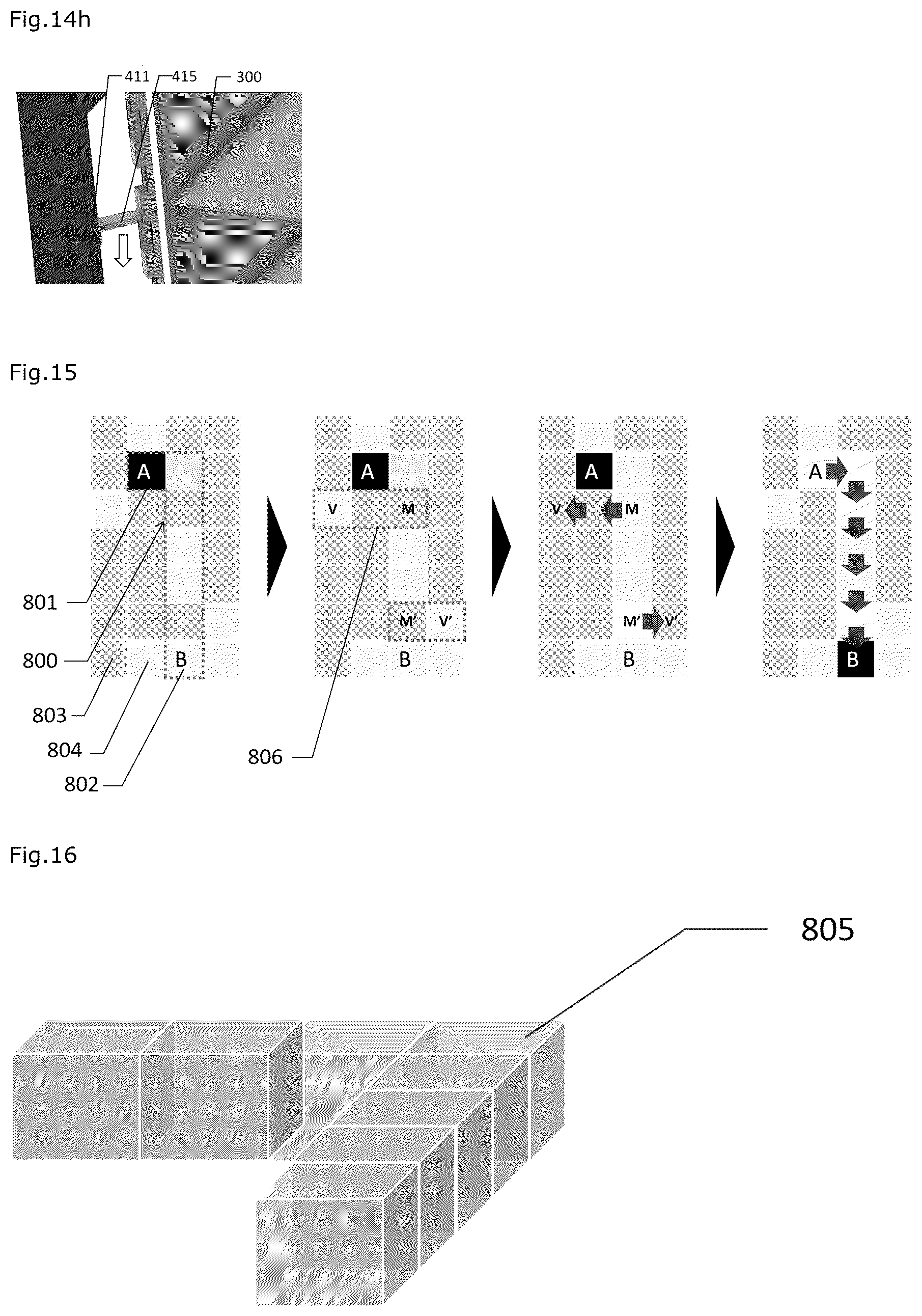 Patent US12304736 Figure 13 – Three-dimensional, modular system for moving standard elements within a three-dimensional structure of the grid type