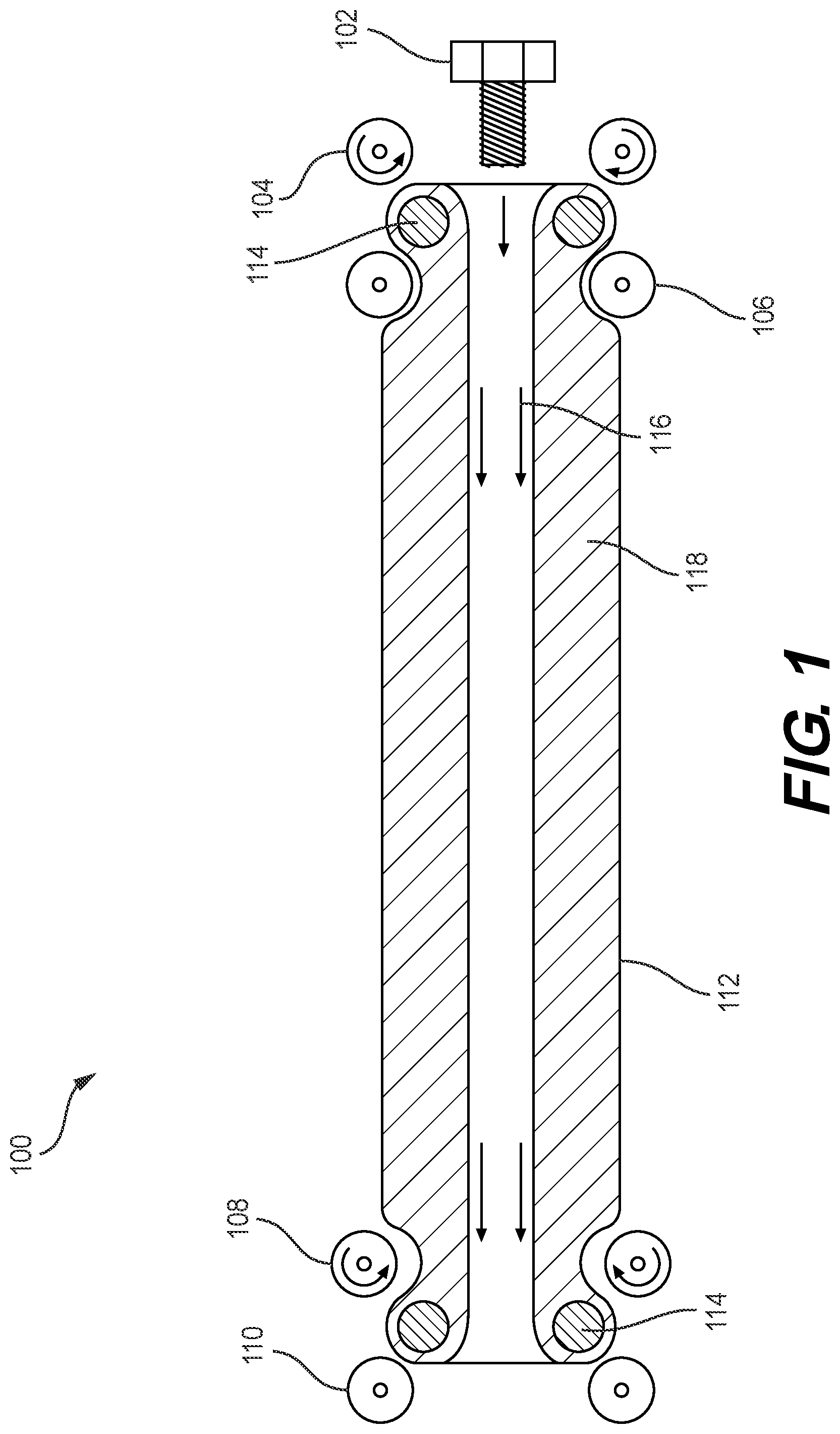 Patent US12304739 Figure 1 – Flexible conveyor system