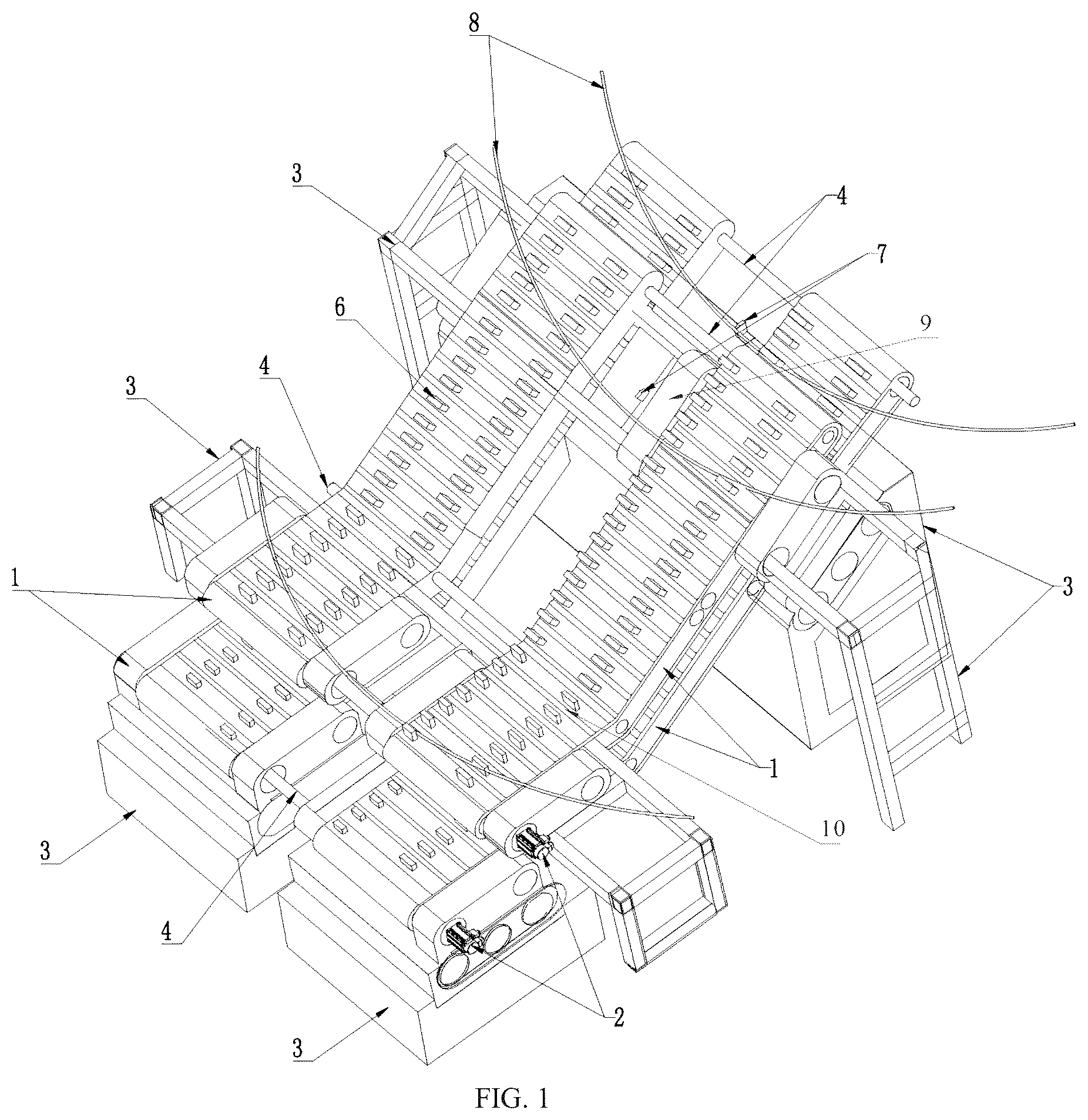 Patent US12304741 Figure 1 – Feeding device for subway grille main reinforcement conveying