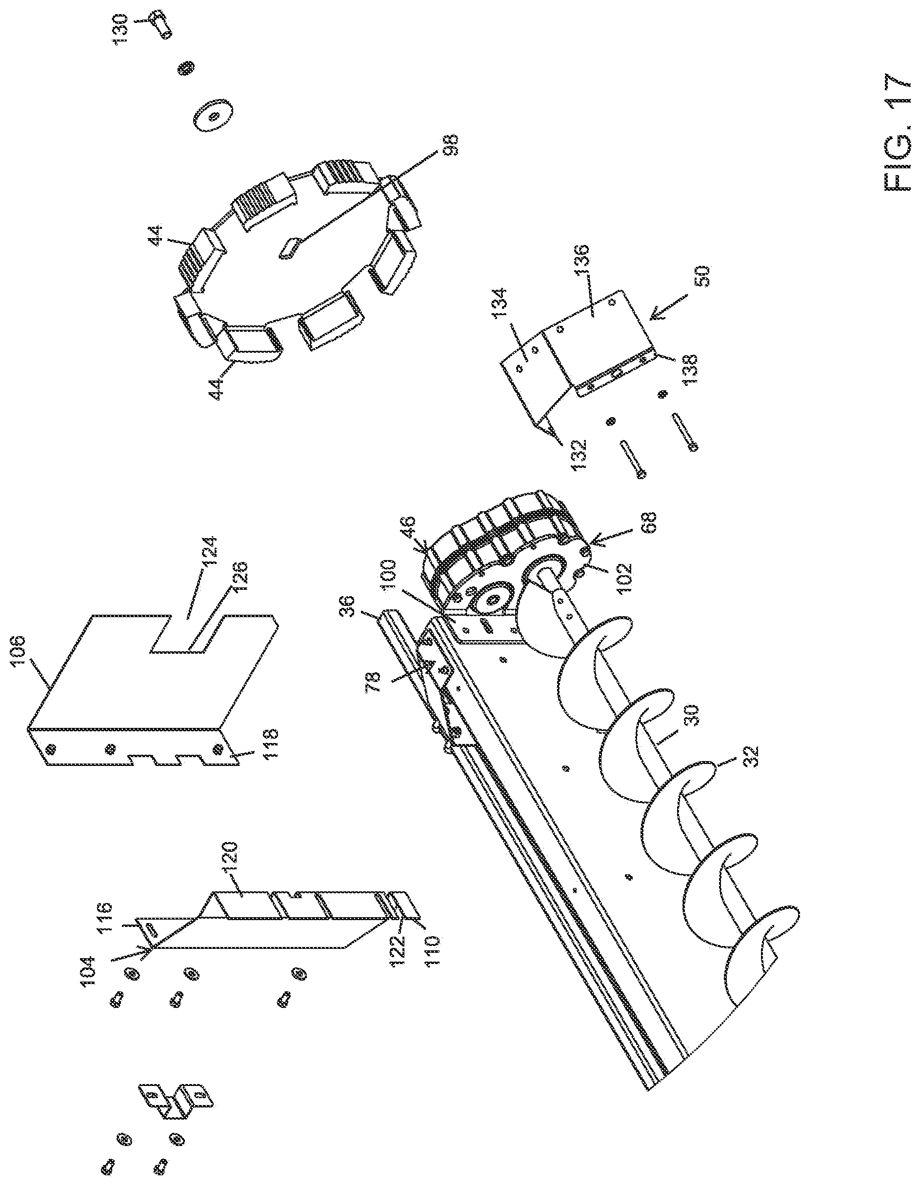 Patent US12304757 Figure 17 – Sweep auger drive shield with gravity reclaim