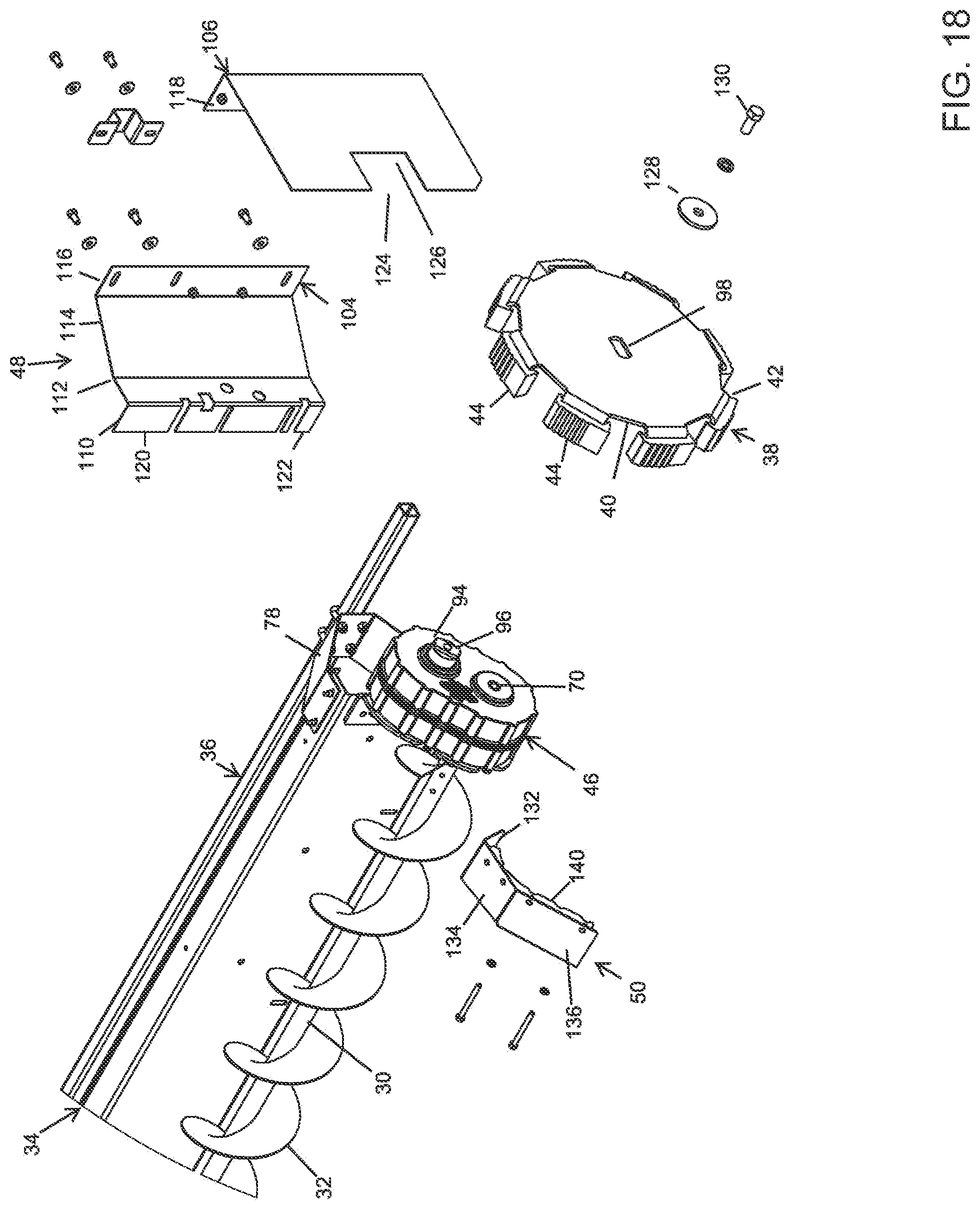 Patent US12304757 Figure 18 – Sweep auger drive shield with gravity reclaim