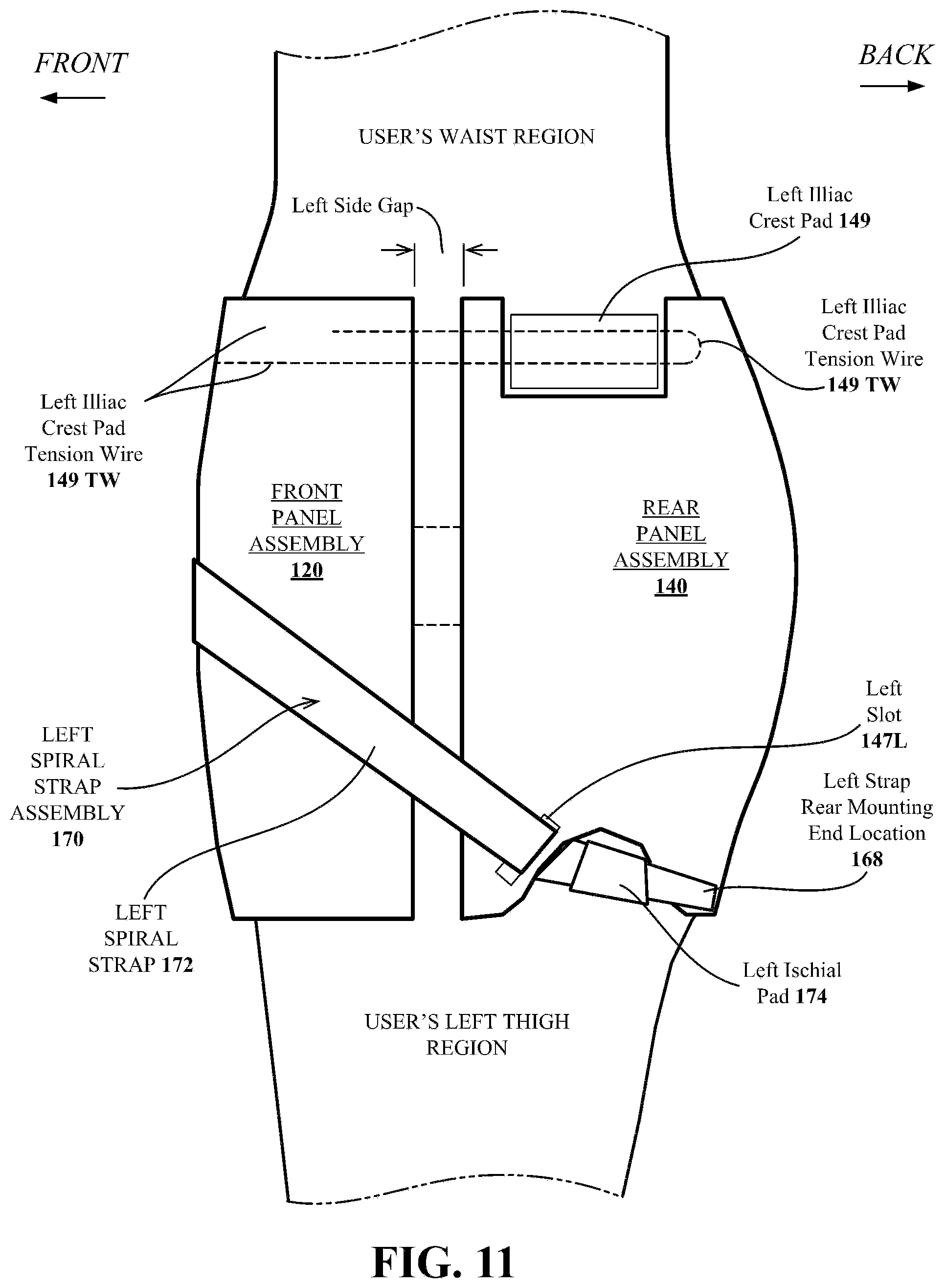 Patent US12304758 Figure 11 – Pelvic braces and methods for using same