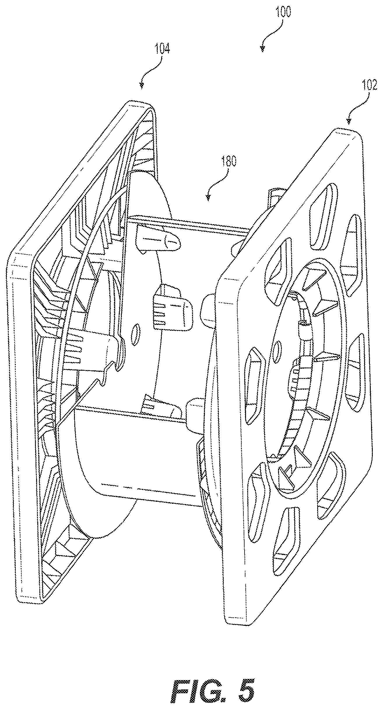 Patent US12304766 Figure 5 – Reusable reel holder and bag with reusable reel holder