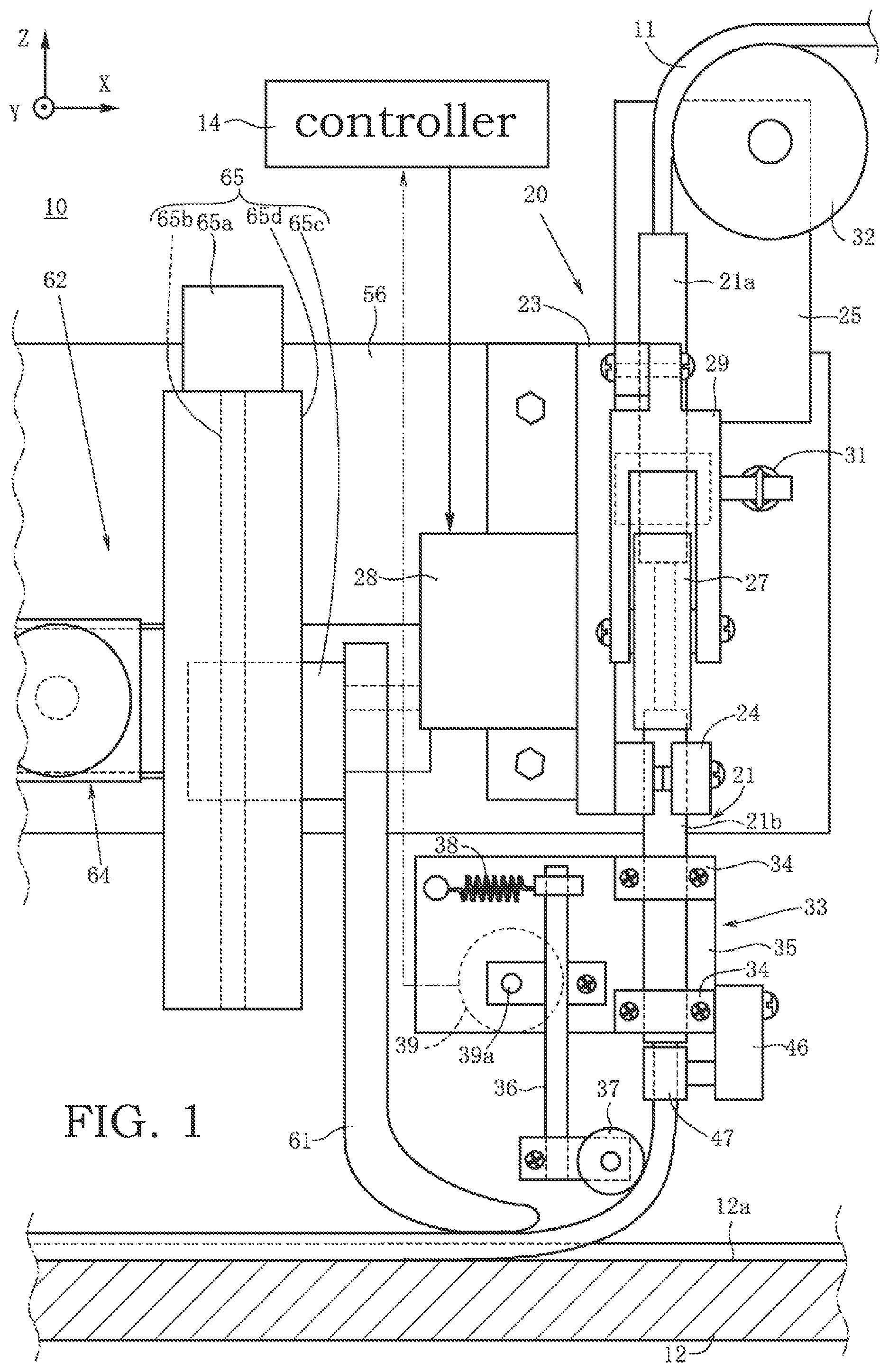 Patent US12304767 Figure 1 – Wire rod disposing device and wire rod disposition method