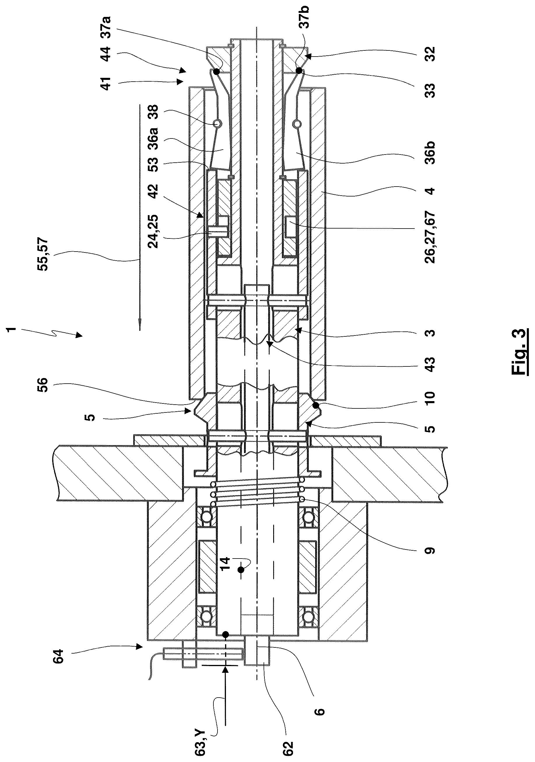 Patent US12304769 Figure 3 – Winding machine fixing mechanism, winding machine and method for coupling and/or decoupling a winding sleeve to or from a winding spindle of a winding machine