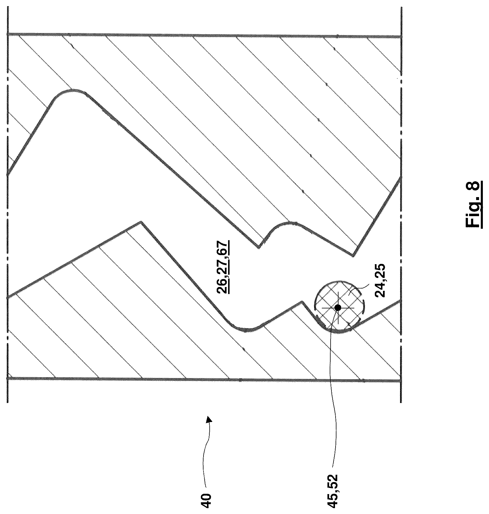 Patent US12304769 Figure 8 – Winding machine fixing mechanism, winding machine and method for coupling and/or decoupling a winding sleeve to or from a winding spindle of a winding machine