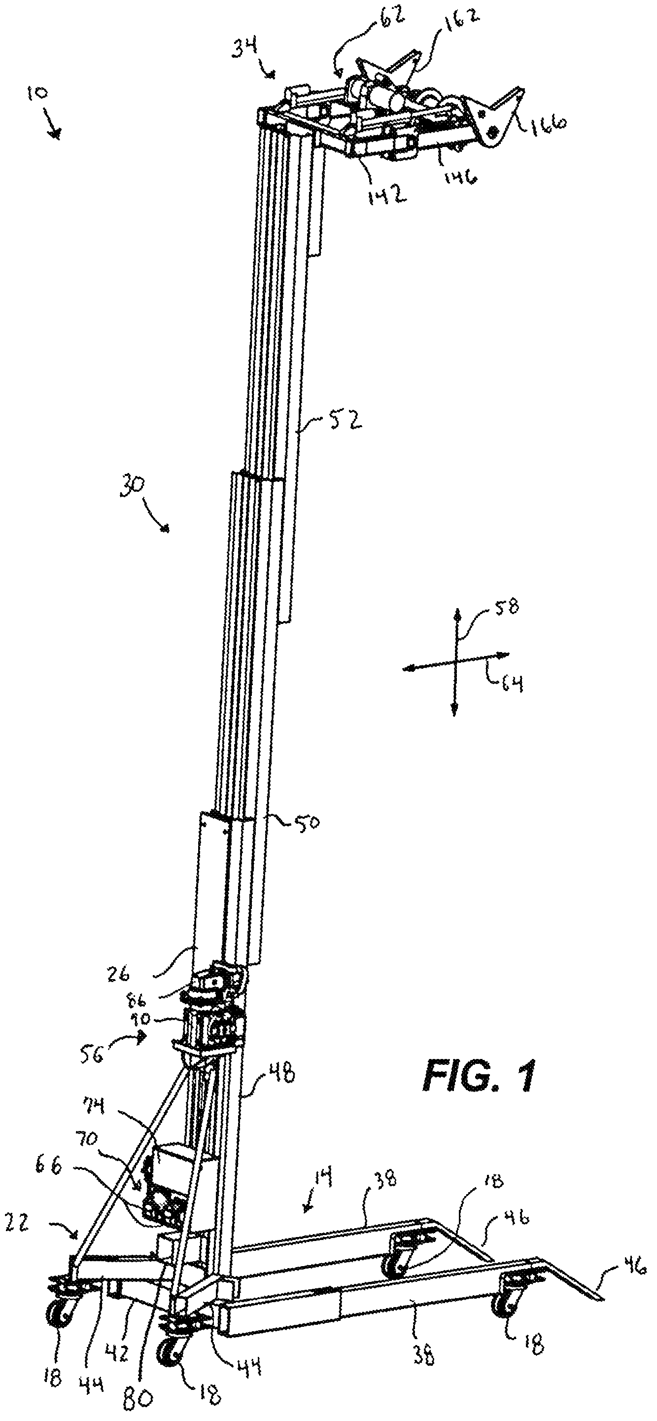 Patent US12304781 Figure 1 – Lifting and transport device