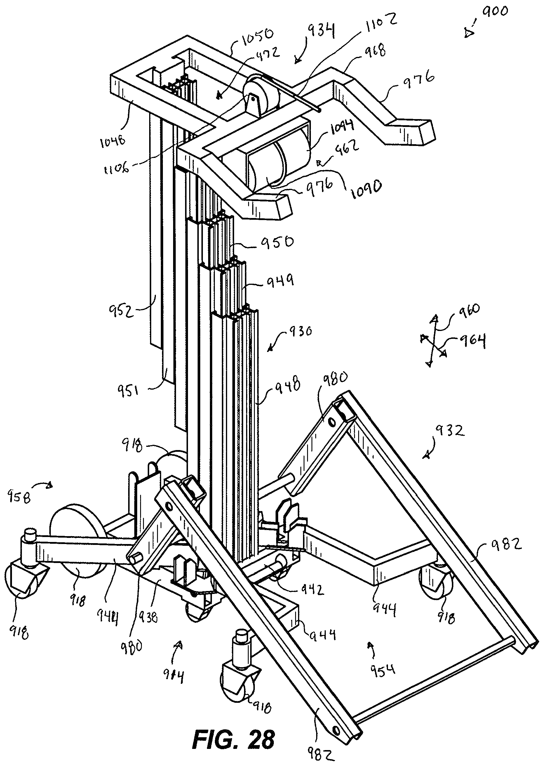 Patent US12304781 Figure 18 – Lifting and transport device