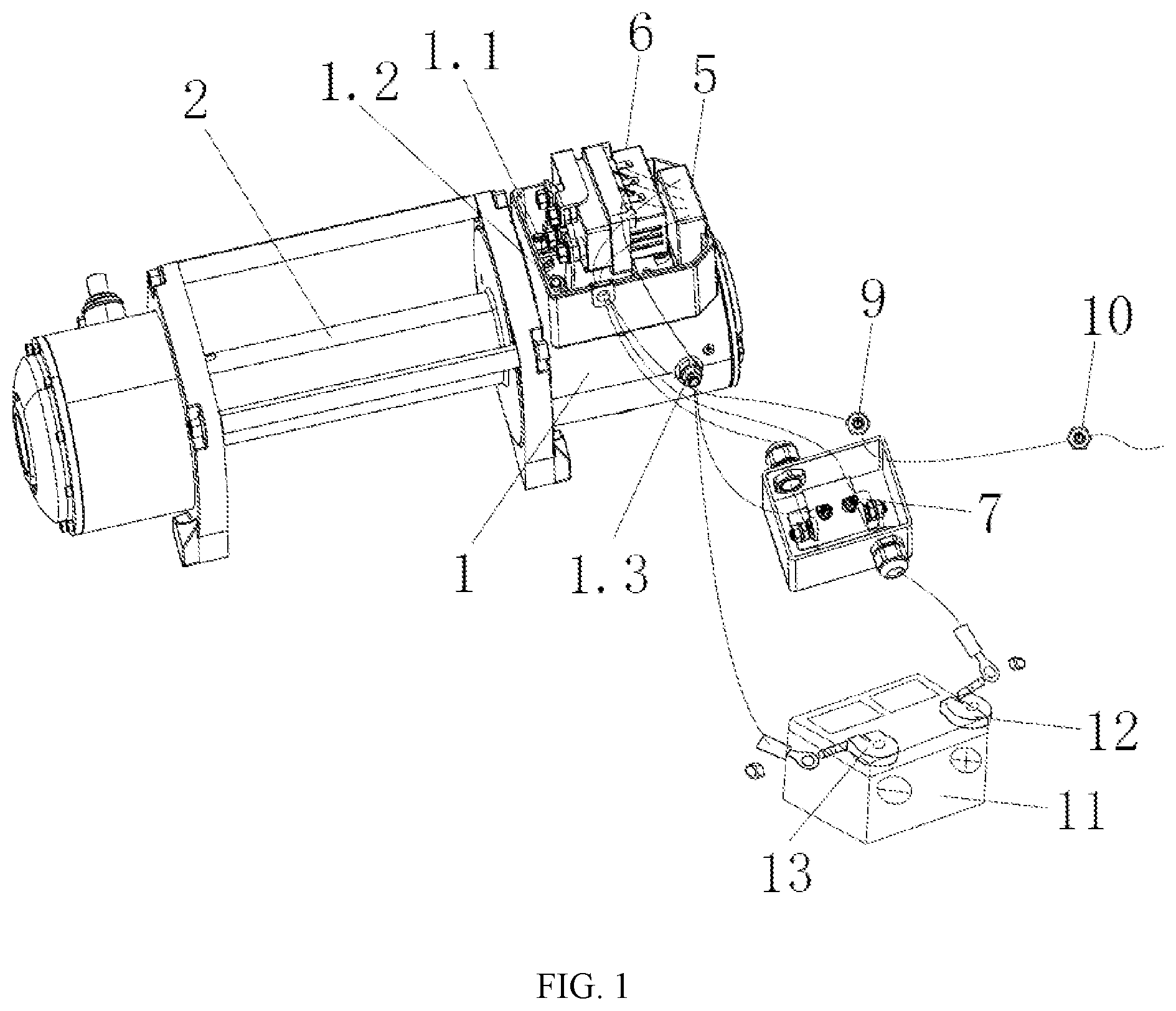Patent US12304783 Figure 1 – High-safety electric capstan