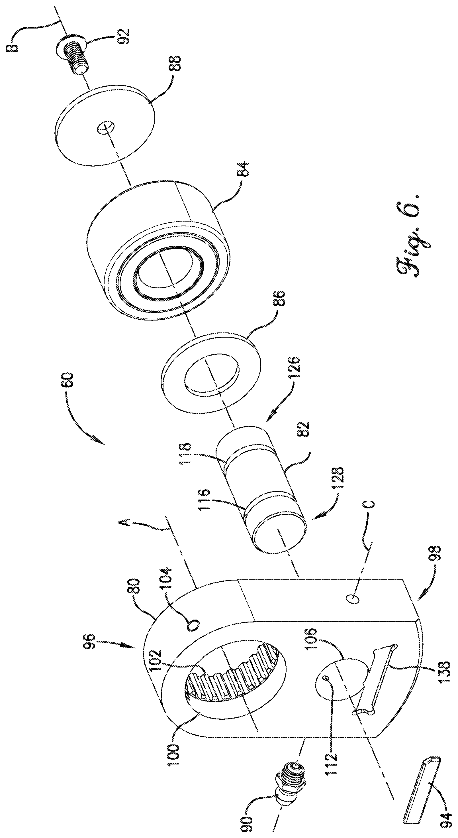 Patent US12304785 Figure 6 – Support roller bearing regreasing arrangement for high load crank assembly