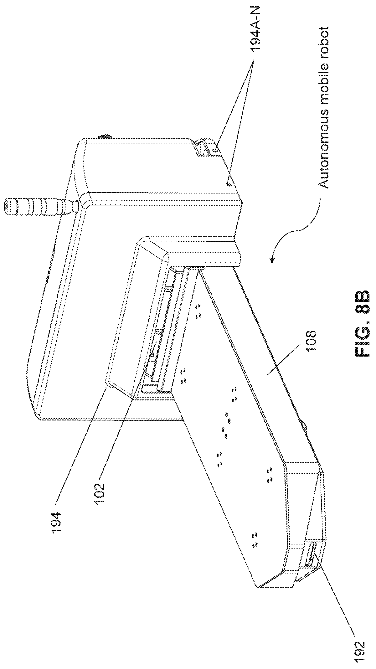 Patent US12304787 Figure 12 – Chassis with an integrated fork assembly for autonomous mobile robots and autonomous guided vehicles