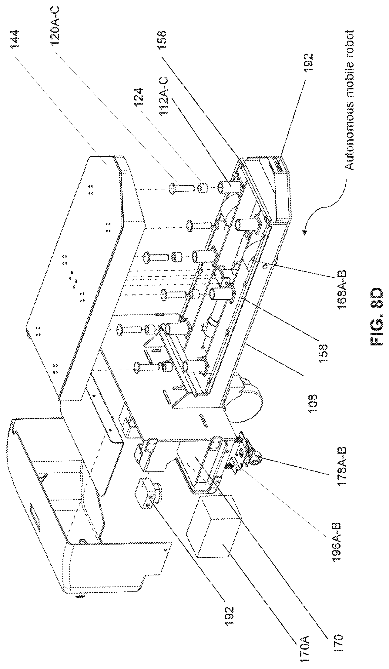 Patent US12304787 Figure 14 – Chassis with an integrated fork assembly for autonomous mobile robots and autonomous guided vehicles