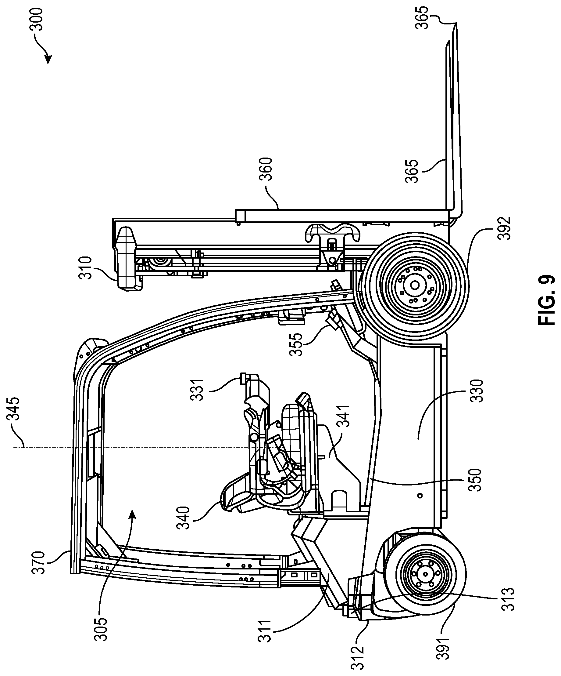 Patent US12304789 Figure 10 – Lift truck having advantageous design elements