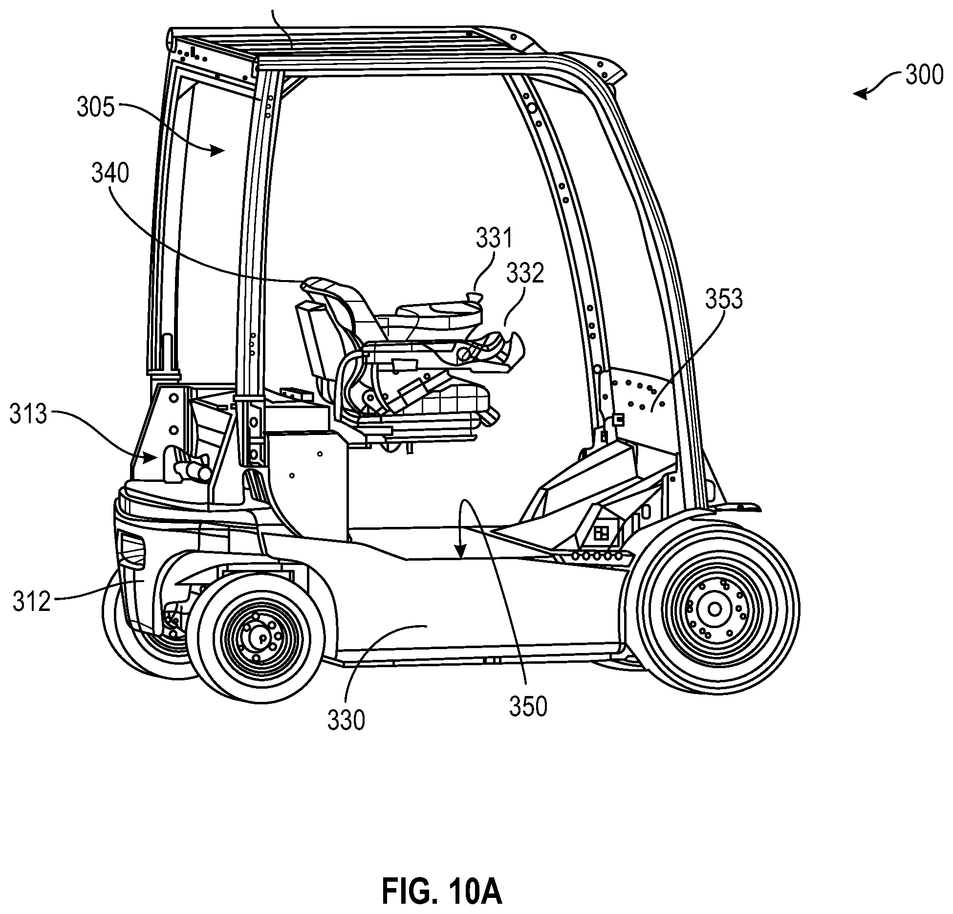 Patent US12304789 Figure 11 – Lift truck having advantageous design elements