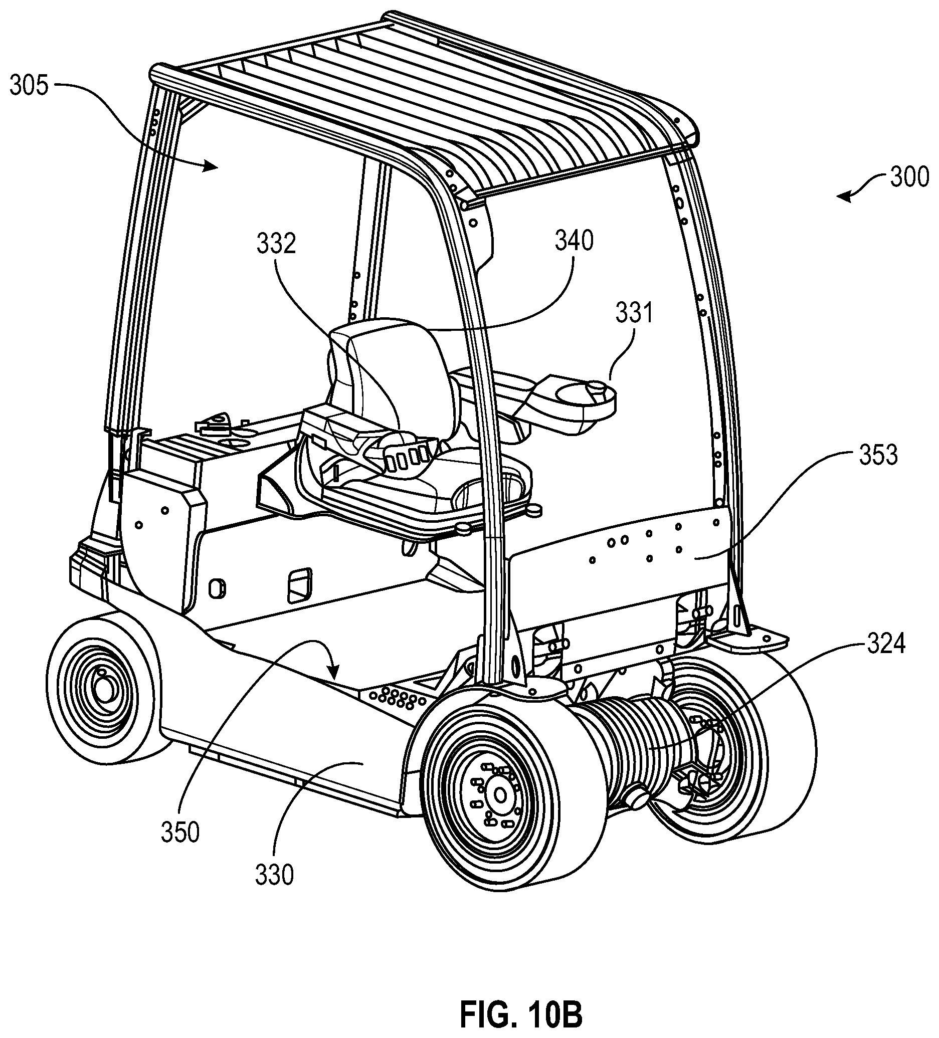 Patent US12304789 Figure 12 – Lift truck having advantageous design elements