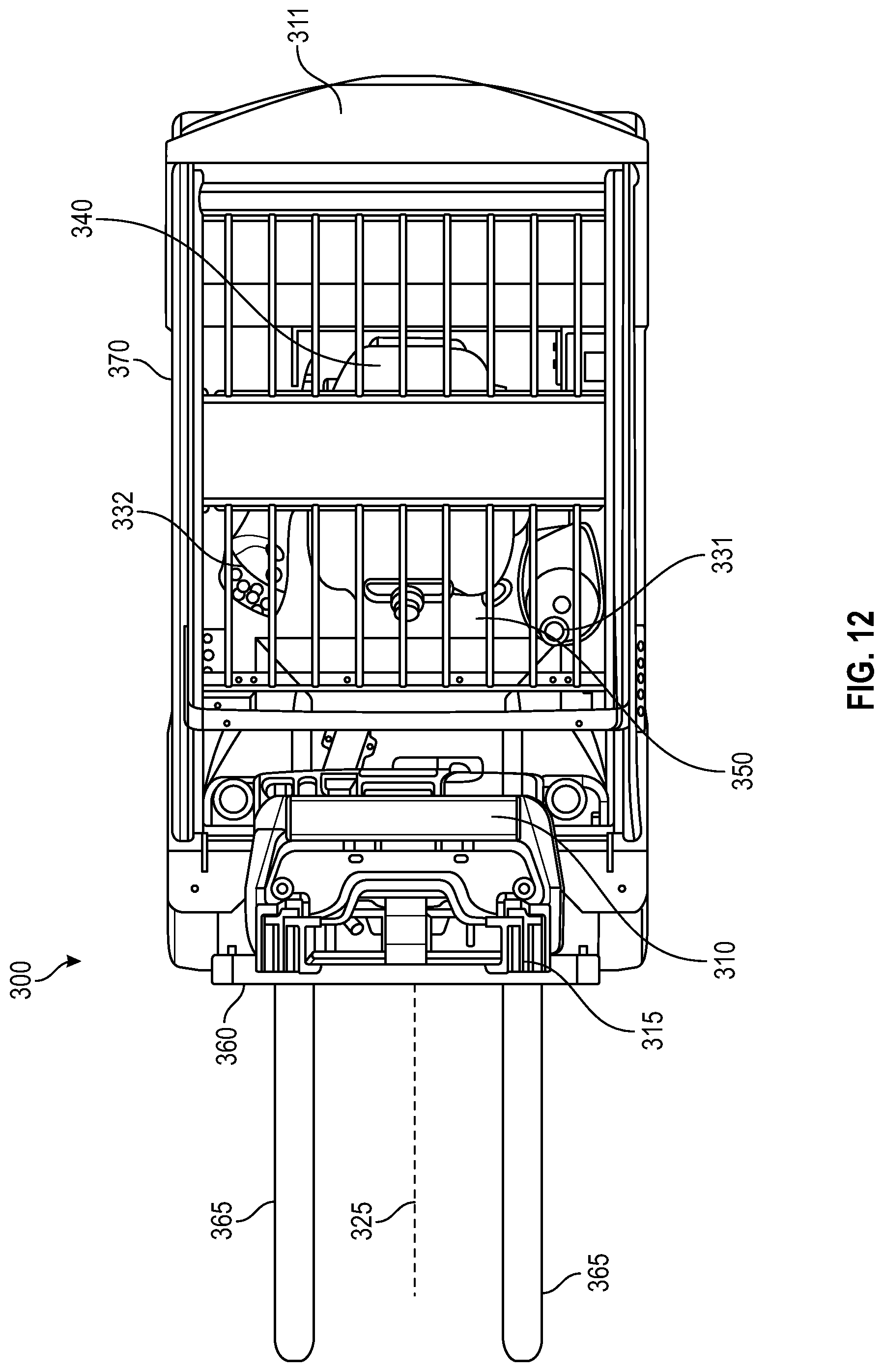 Patent US12304789 Figure 16 – Lift truck having advantageous design elements