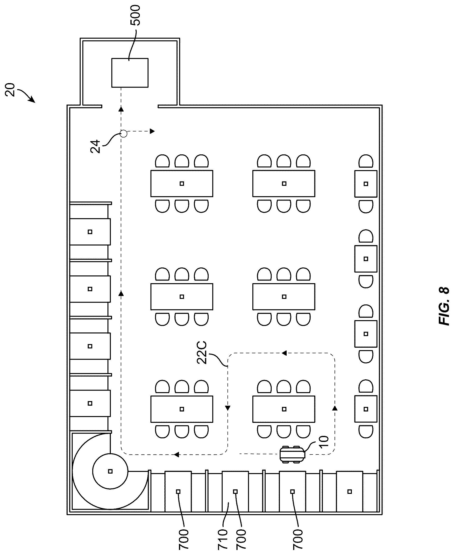 Patent US12304797 Figure 8 – Mobile product dispenser