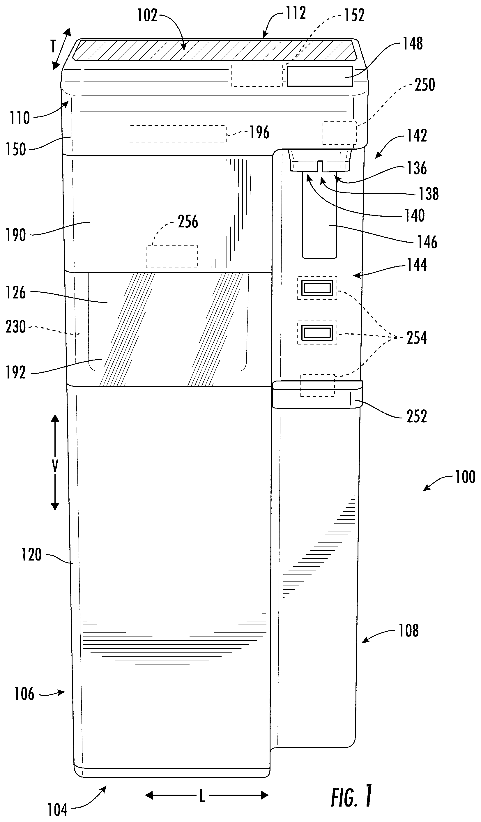 Patent US12304799 Figure 1 – Beverage-dispensing appliance having a chilled carbonator