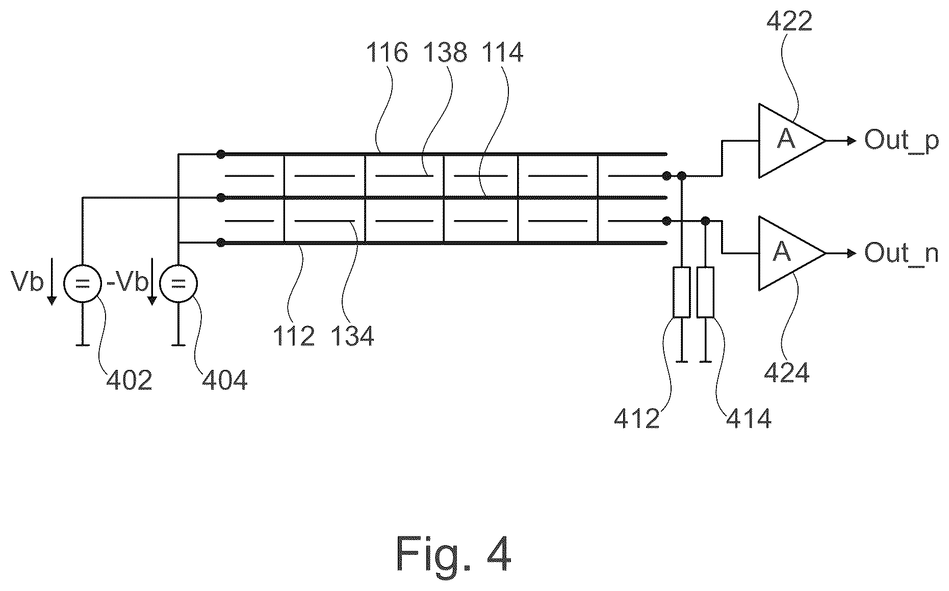 Patent US12304808 Figure 4 – Signal processing circuit for triple-membrane MEMS device