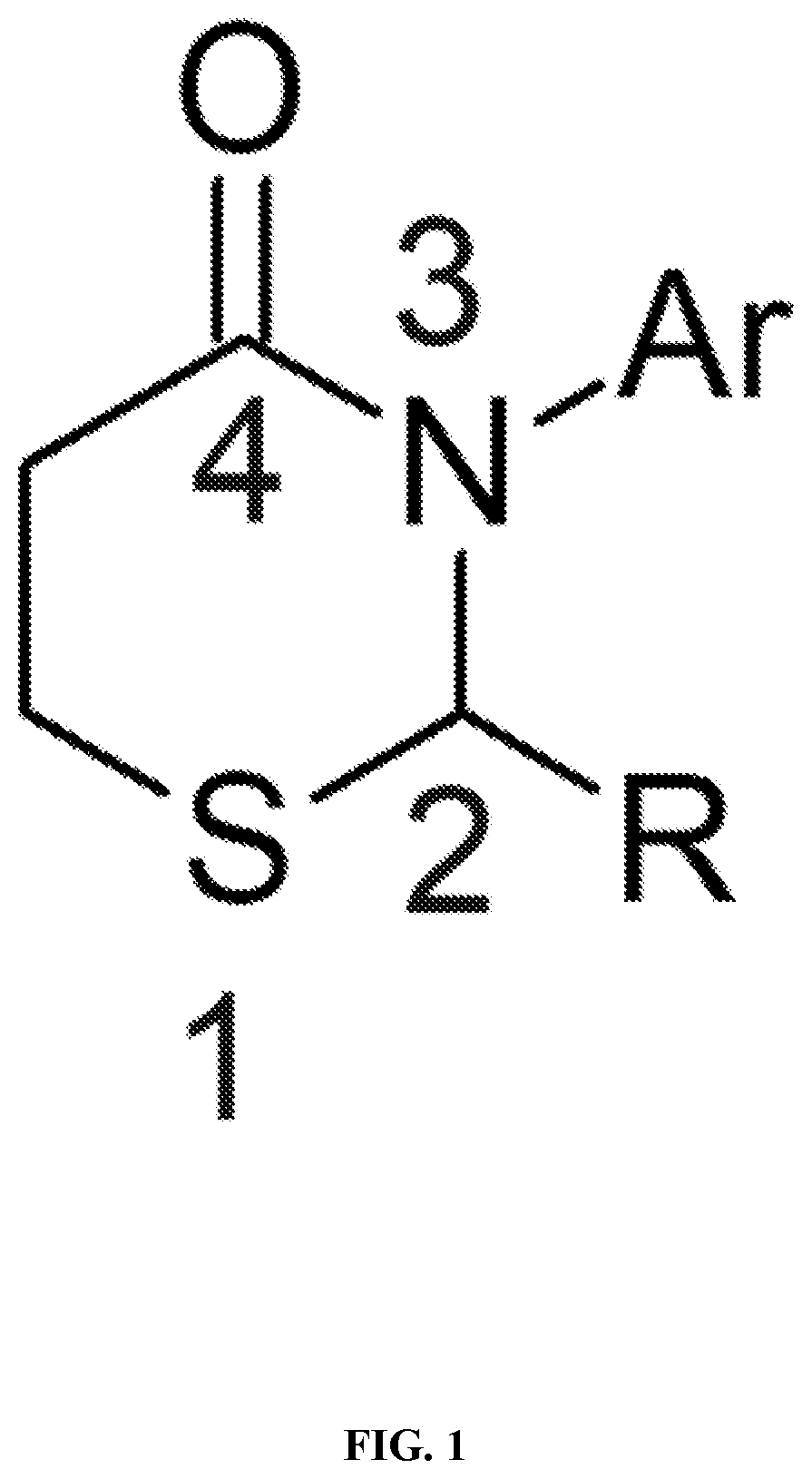 Patent US12304895 — 2,3-diaryl-2,3-dihydro-4H-1,3-thiazin-4-one compounds and methods for making — Figure 1