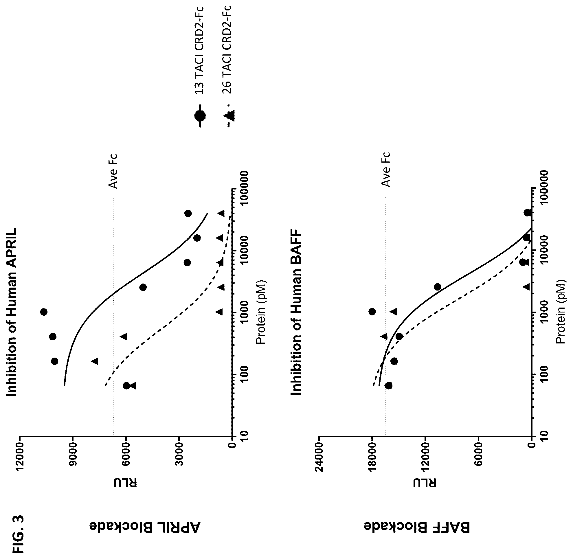 Patent US12304943 Figure 3 – April and BAFF inhibitory immunomodulatory proteins and methods of use thereof