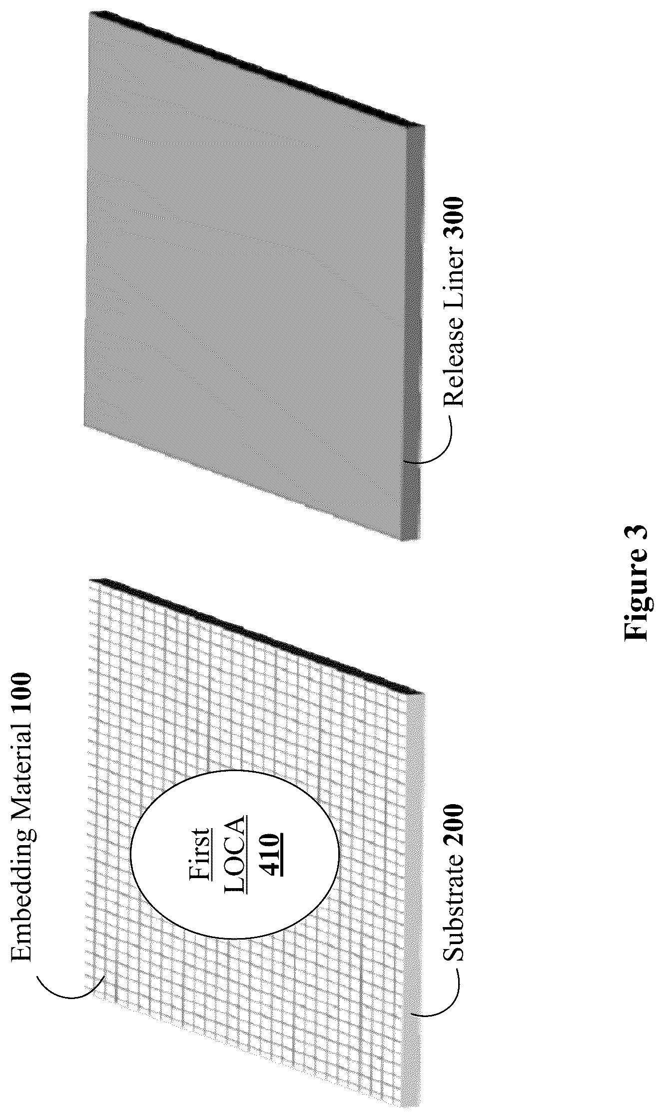 Patent US12305086 Figure 3 – Assembly process using liquid optically clear adhesive for support of thin components