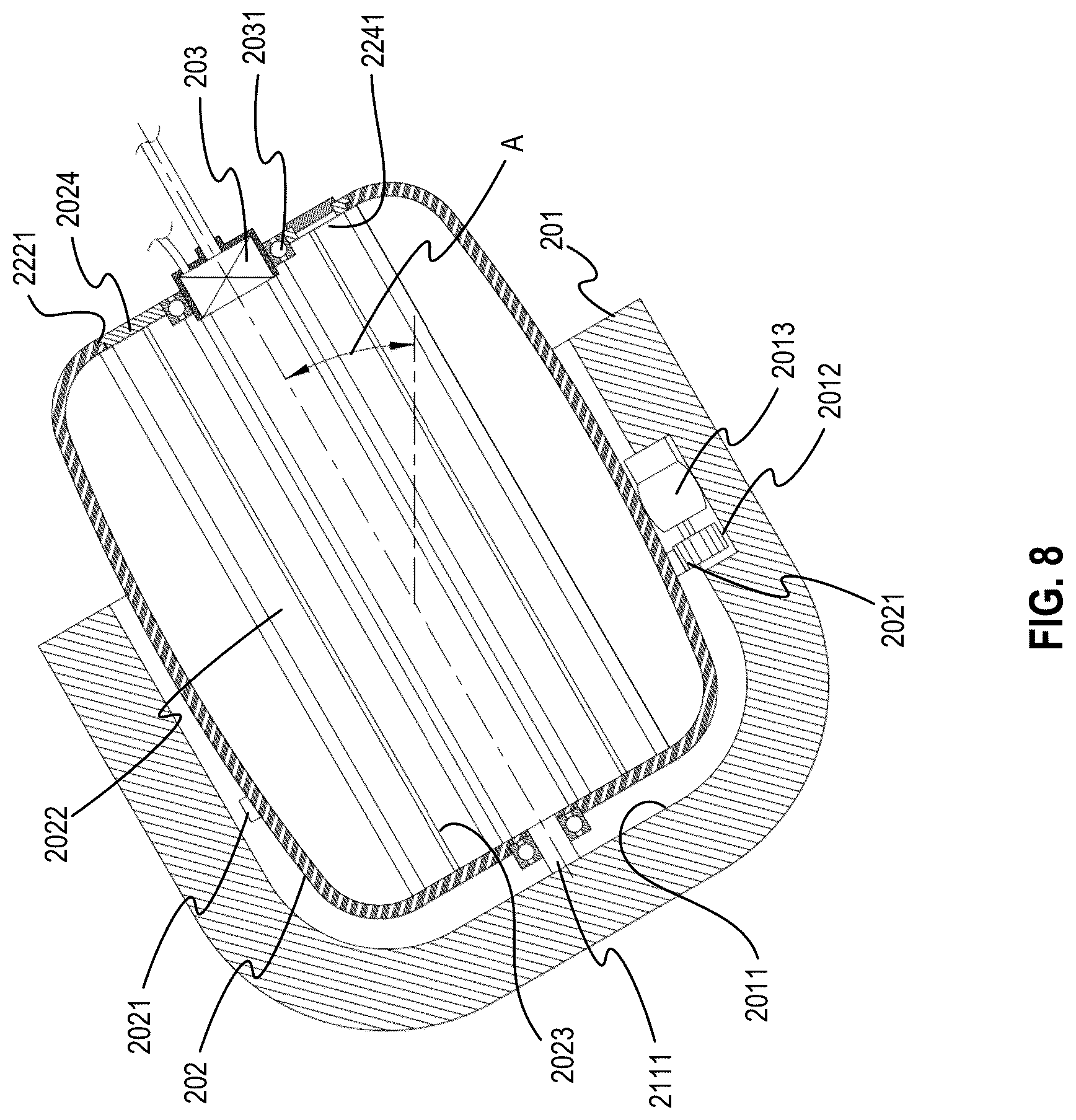 Patent US12305122 Figure 8 – Device to recycle material and related systems and methods