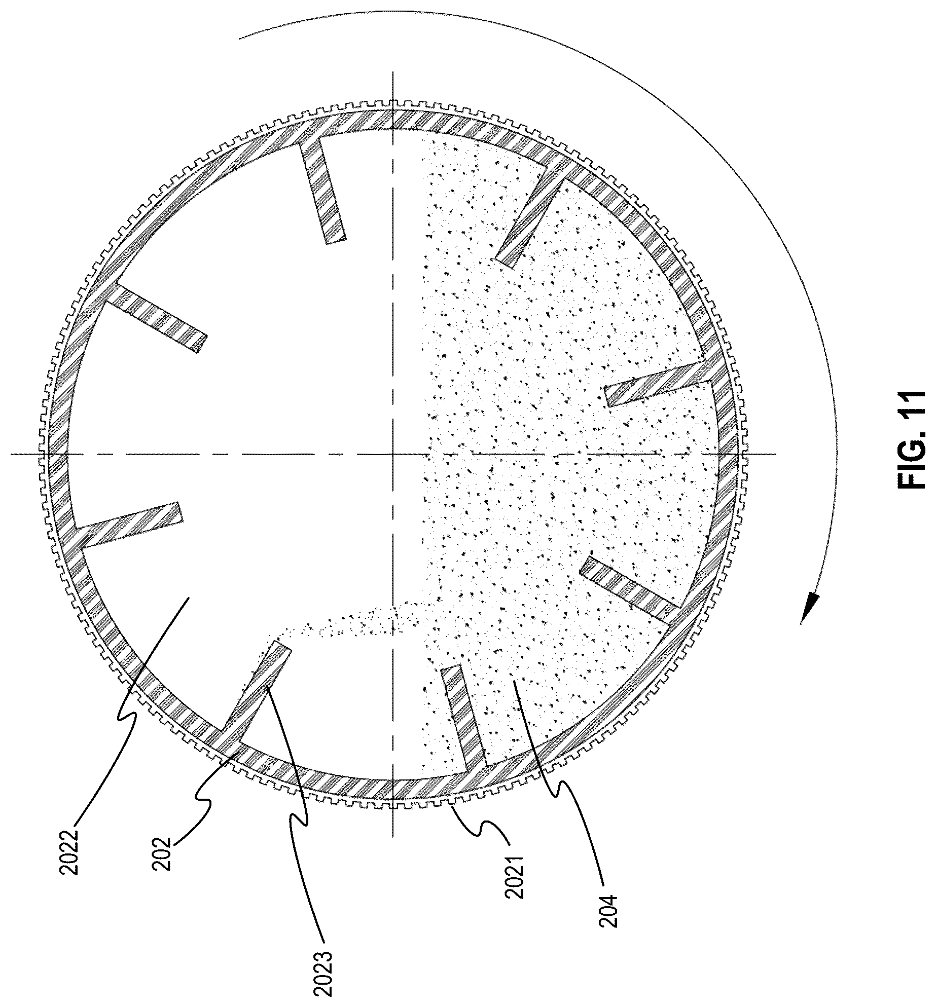 Patent US12305122 Figure 11 – Device to recycle material and related systems and methods