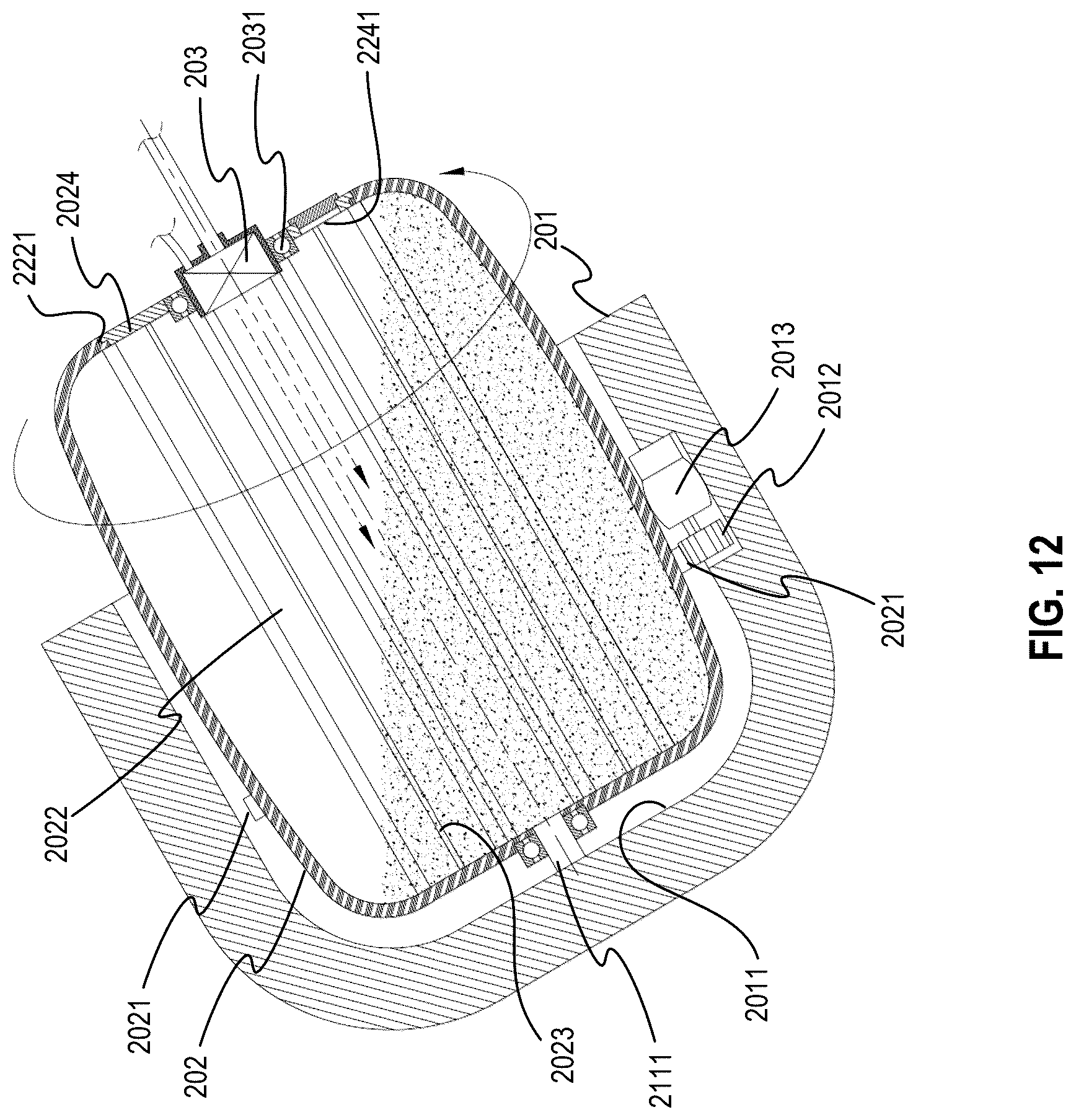 Patent US12305122 Figure 12 – Device to recycle material and related systems and methods