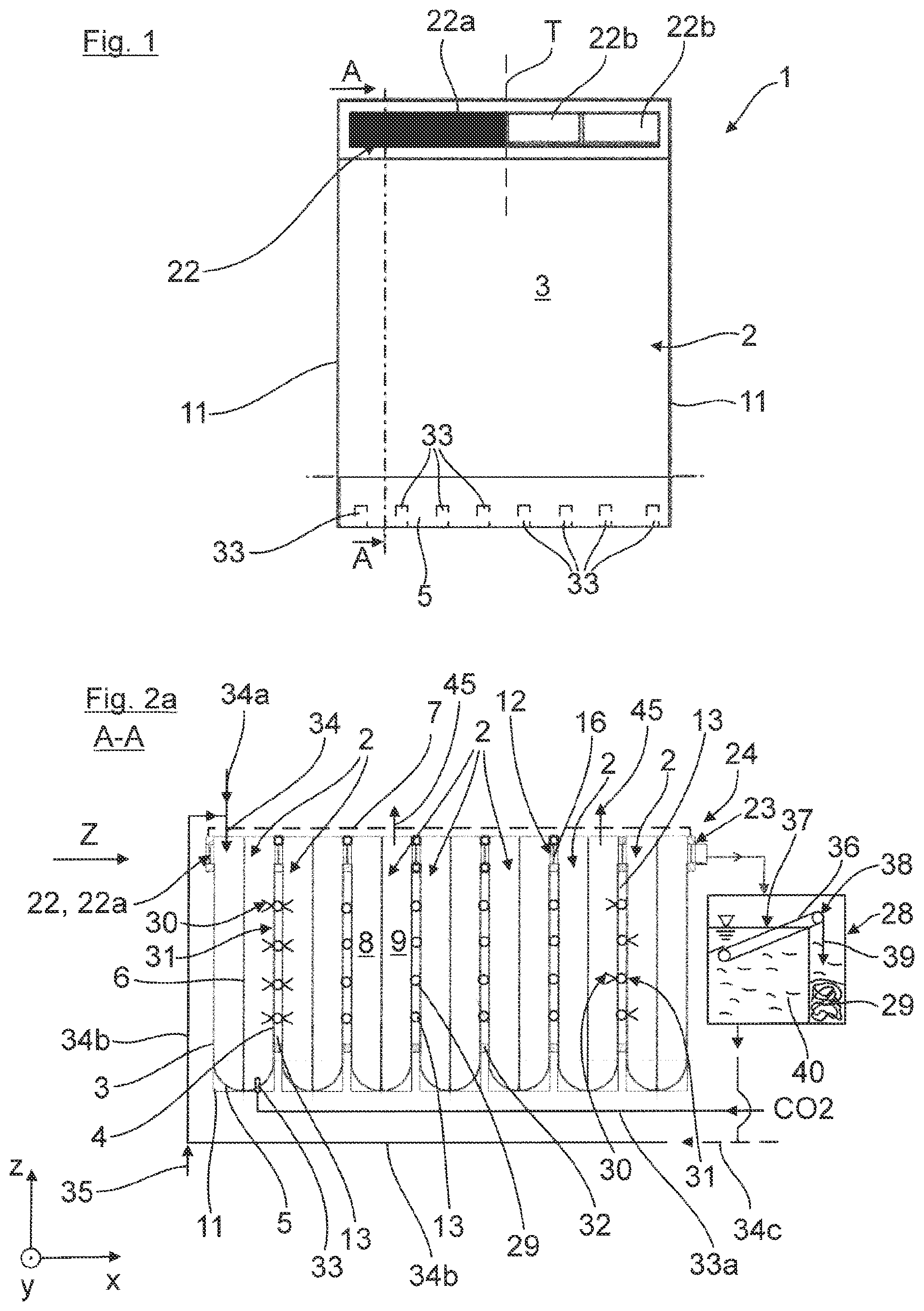 Patent US12305151 Figure 1 – Photobioreactor, in particular for the production of micro-organisms such as microalgae