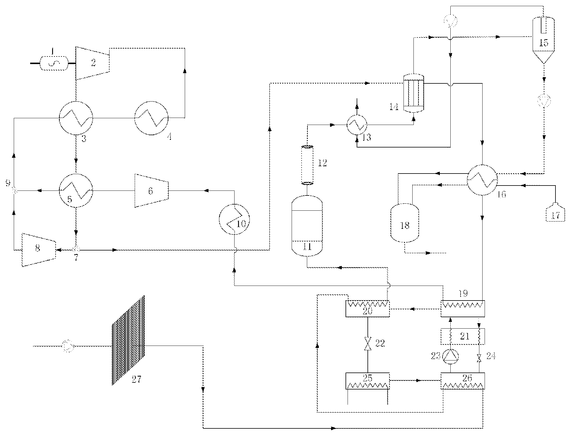 Patent US12305259 Figure 1 – Coupling system of supercritical carbon dioxide cycle power generation and lithium extraction from brine