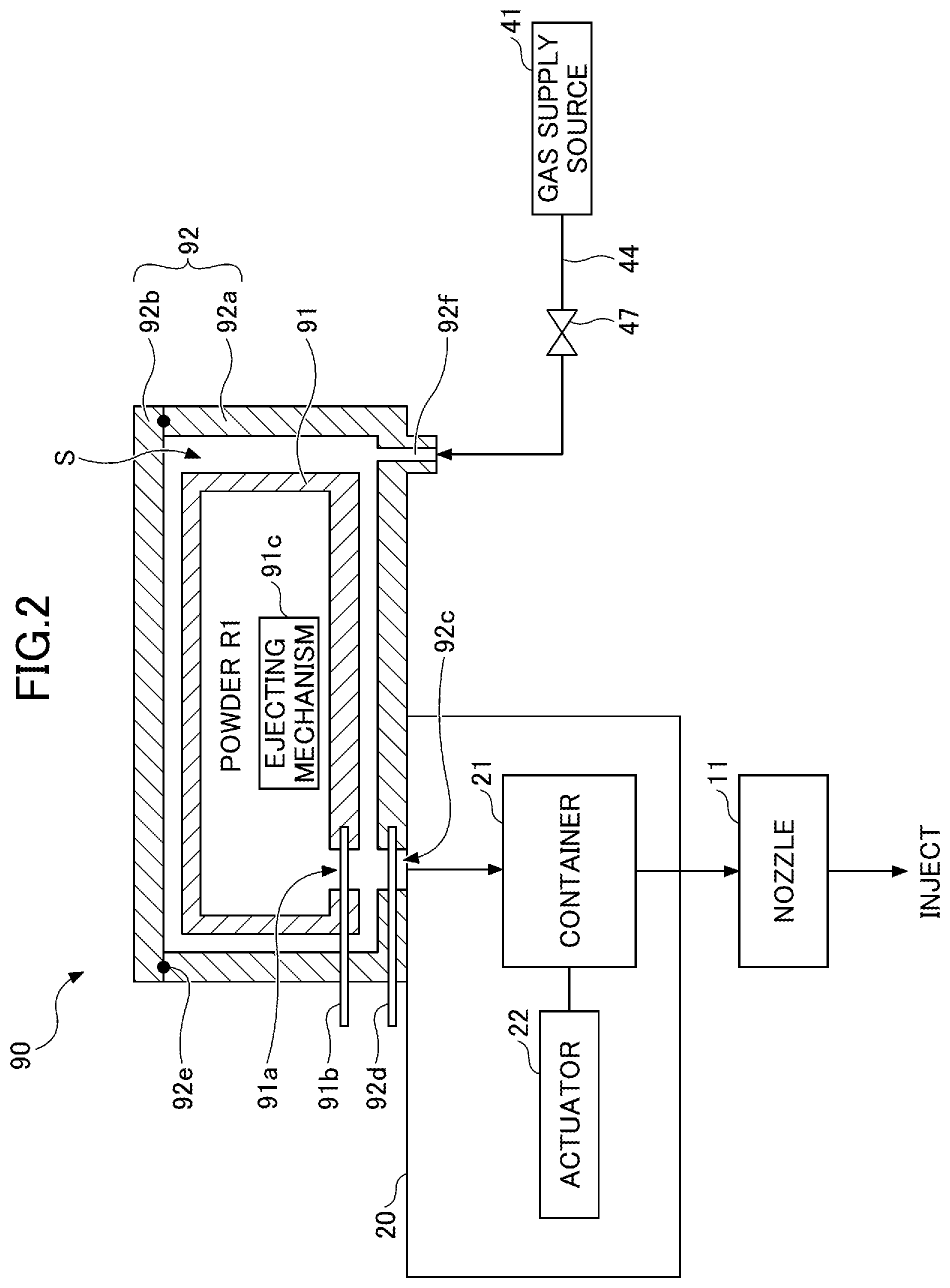 Patent US12305295 Figure 2 – Powder feeding device, thermal spraying apparatus, powder feeding method, and thermal spraying method