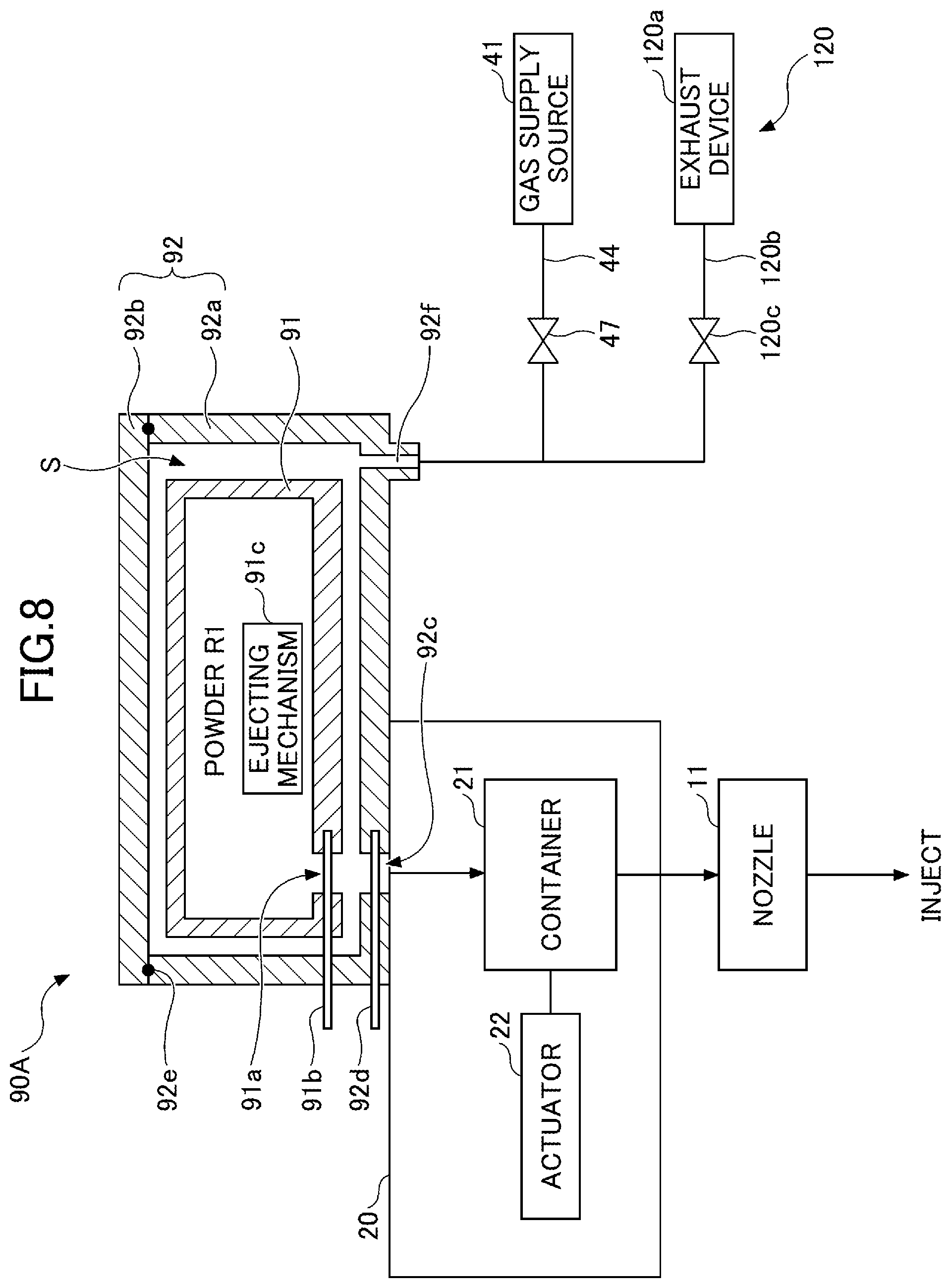 Patent US12305295 Figure 8 – Powder feeding device, thermal spraying apparatus, powder feeding method, and thermal spraying method