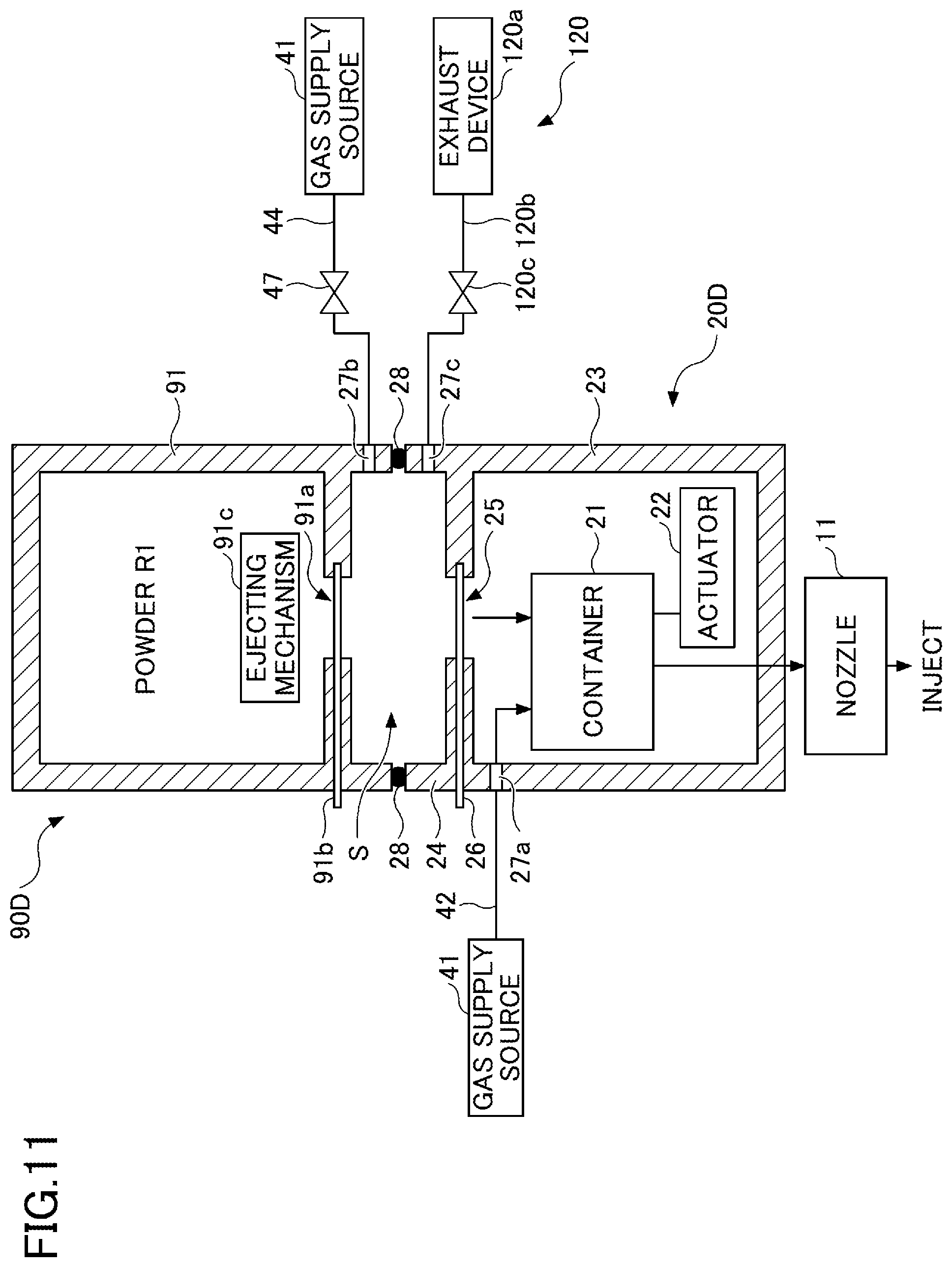 Patent US12305295 Figure 11 – Powder feeding device, thermal spraying apparatus, powder feeding method, and thermal spraying method