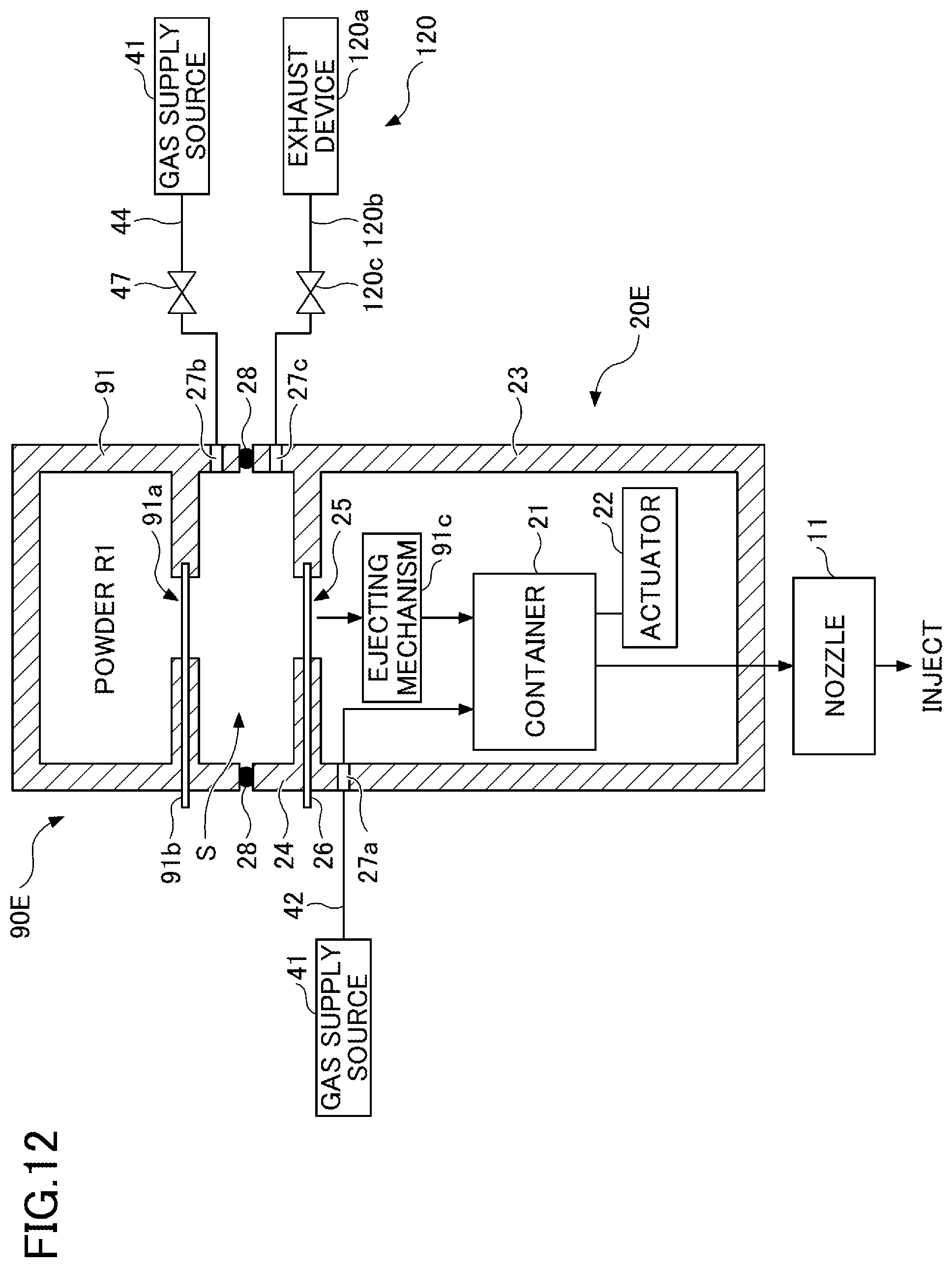 Patent US12305295 Figure 12 – Powder feeding device, thermal spraying apparatus, powder feeding method, and thermal spraying method