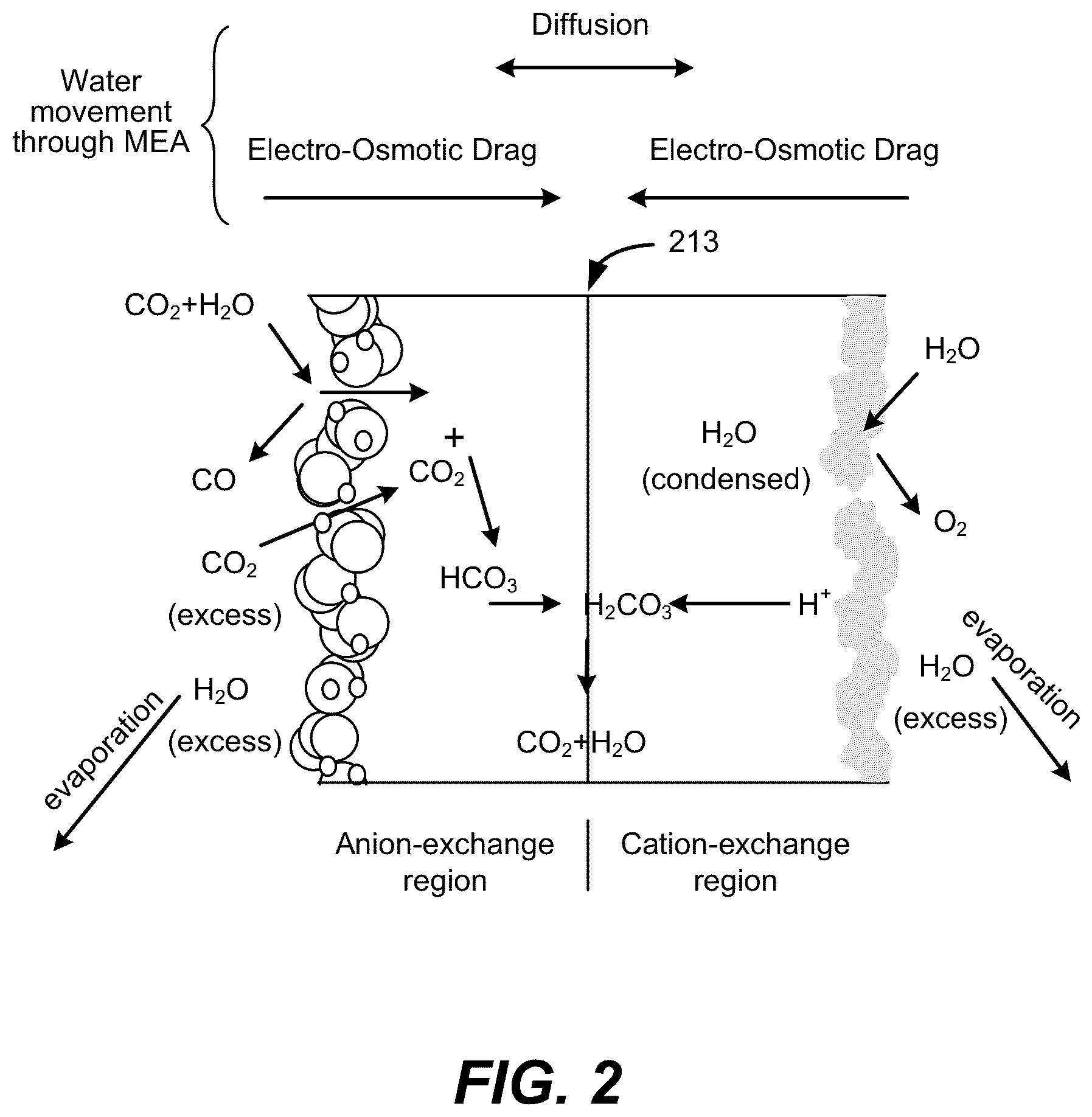 Patent US12305304 Figure 2 – Interface for carbon oxide electrolyzer bipolar membrane