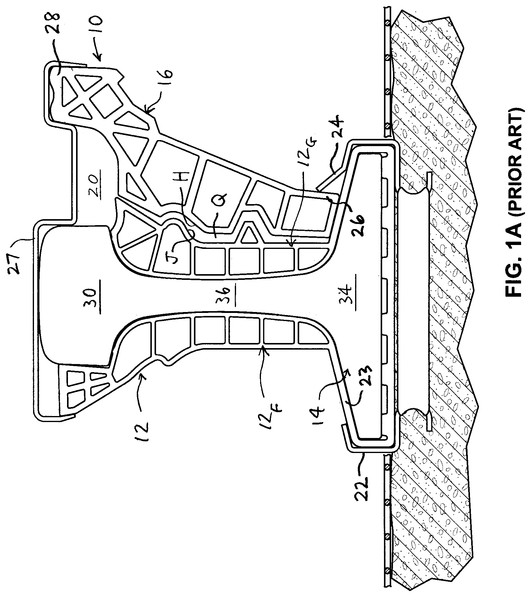 Patent US12305338 Figure 1 – One-piece rail boot with integrated flangeway former
