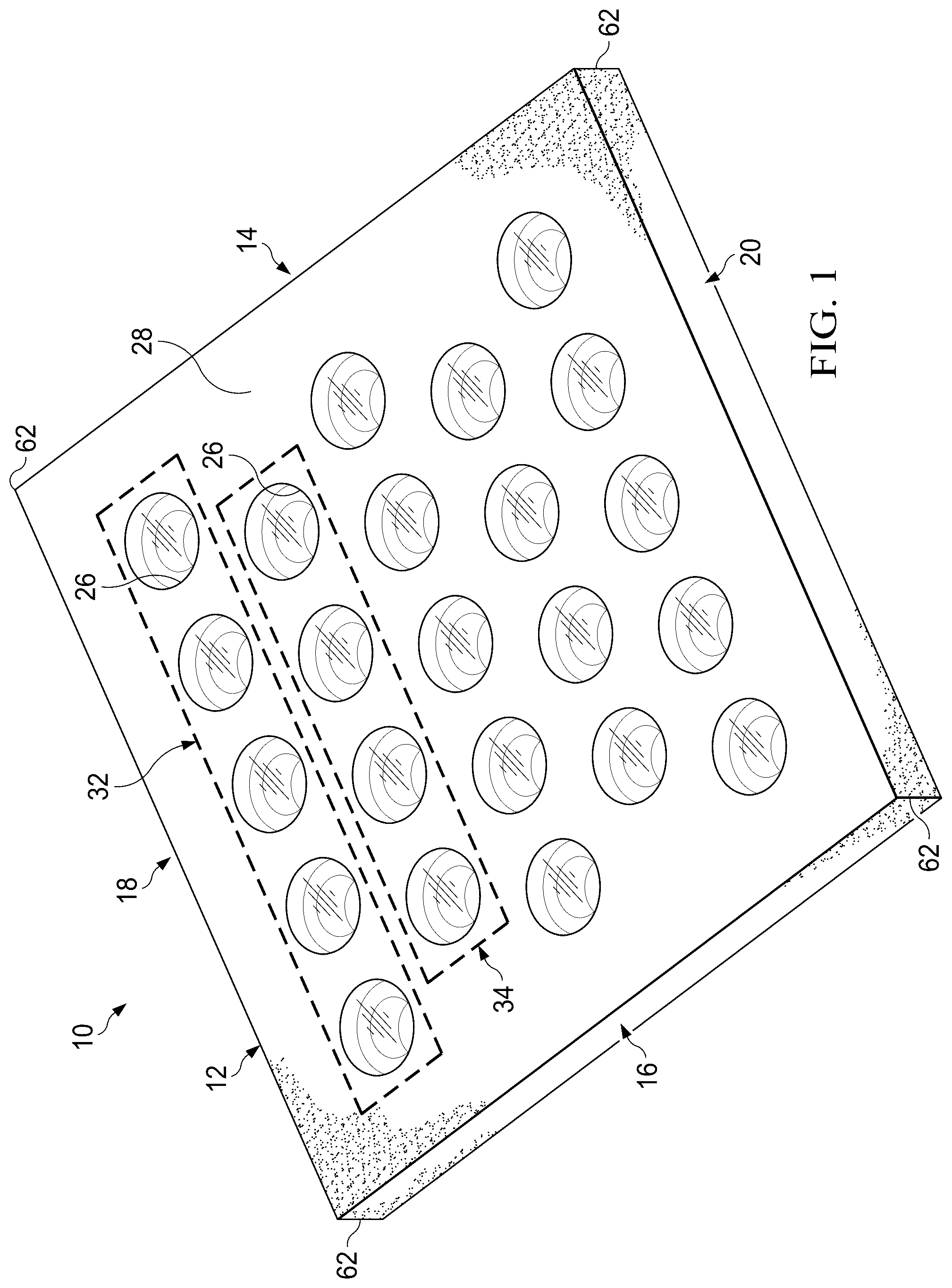 Patent US12305341 — Pedestal paver with transparent or translucent inserts — Figure 1