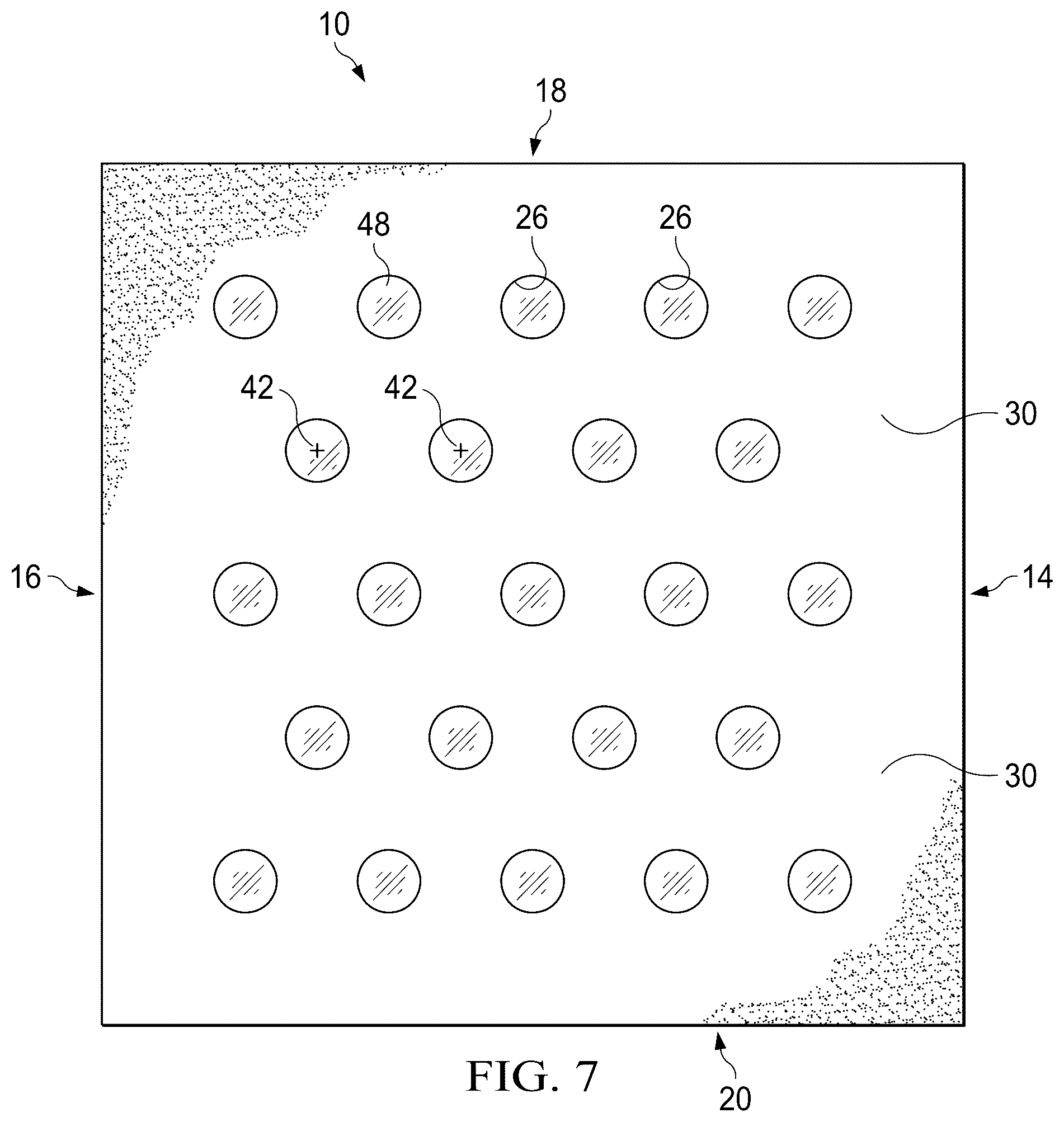 Patent US12305341 Figure 5 – Pedestal paver with transparent or translucent inserts