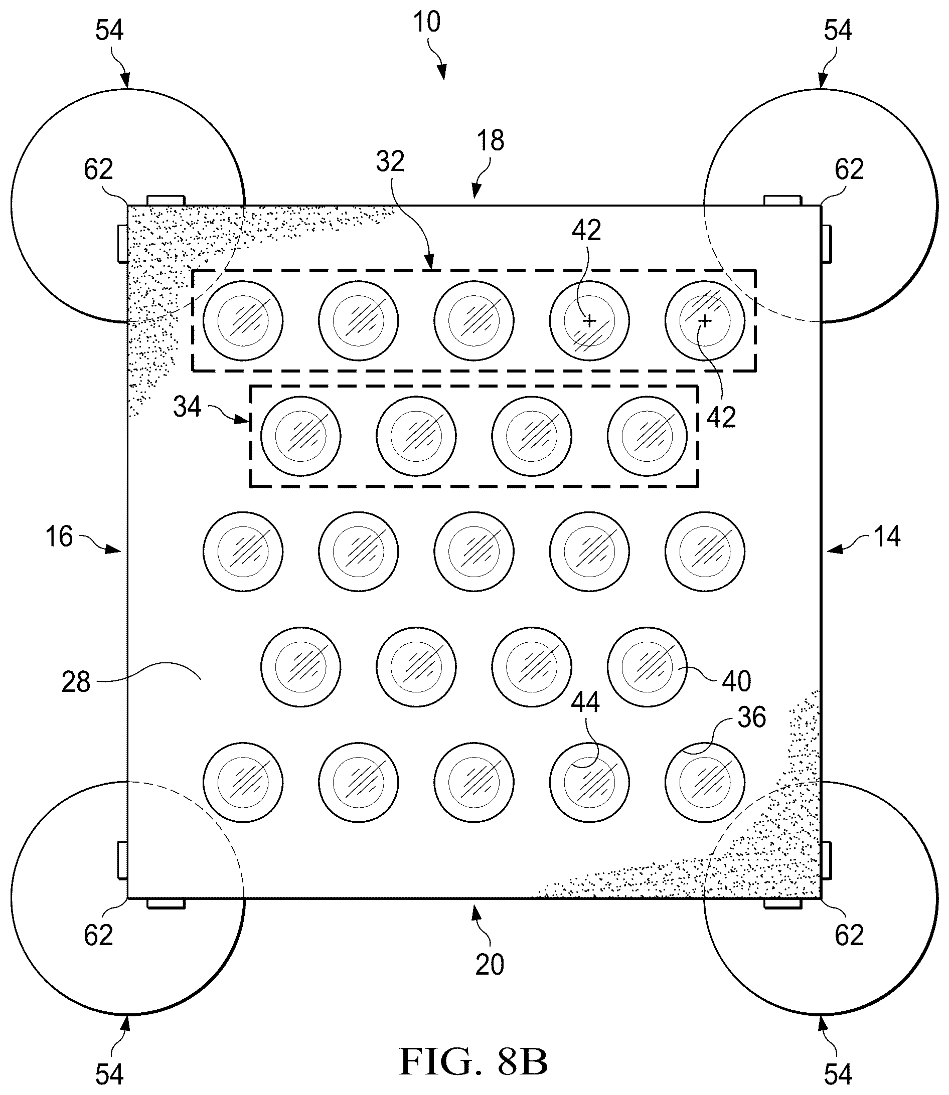 Patent US12305341 Figure 7 – Pedestal paver with transparent or translucent inserts