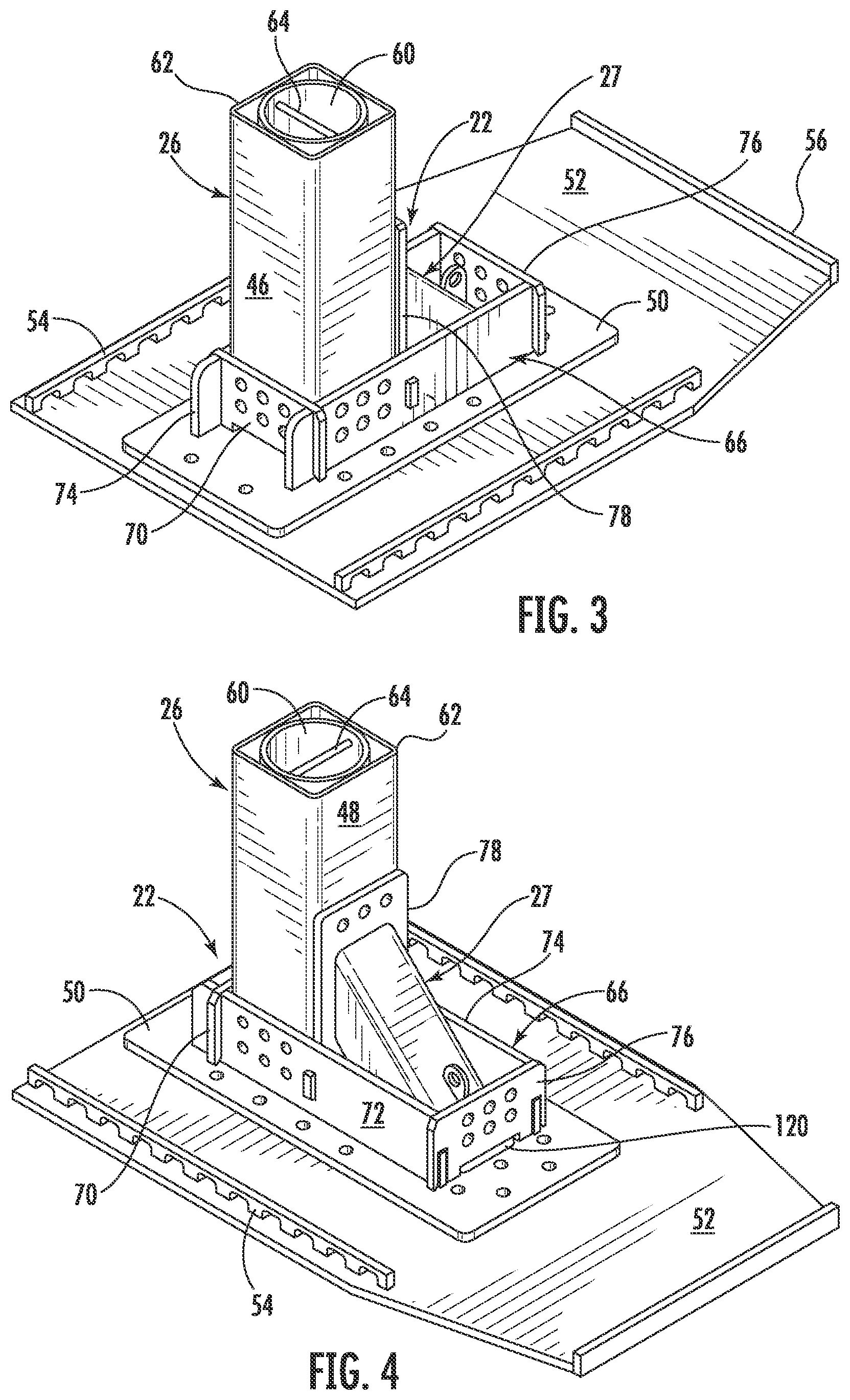 Patent US12305345 Figure 2 – Shallow-mount braced-post barrier