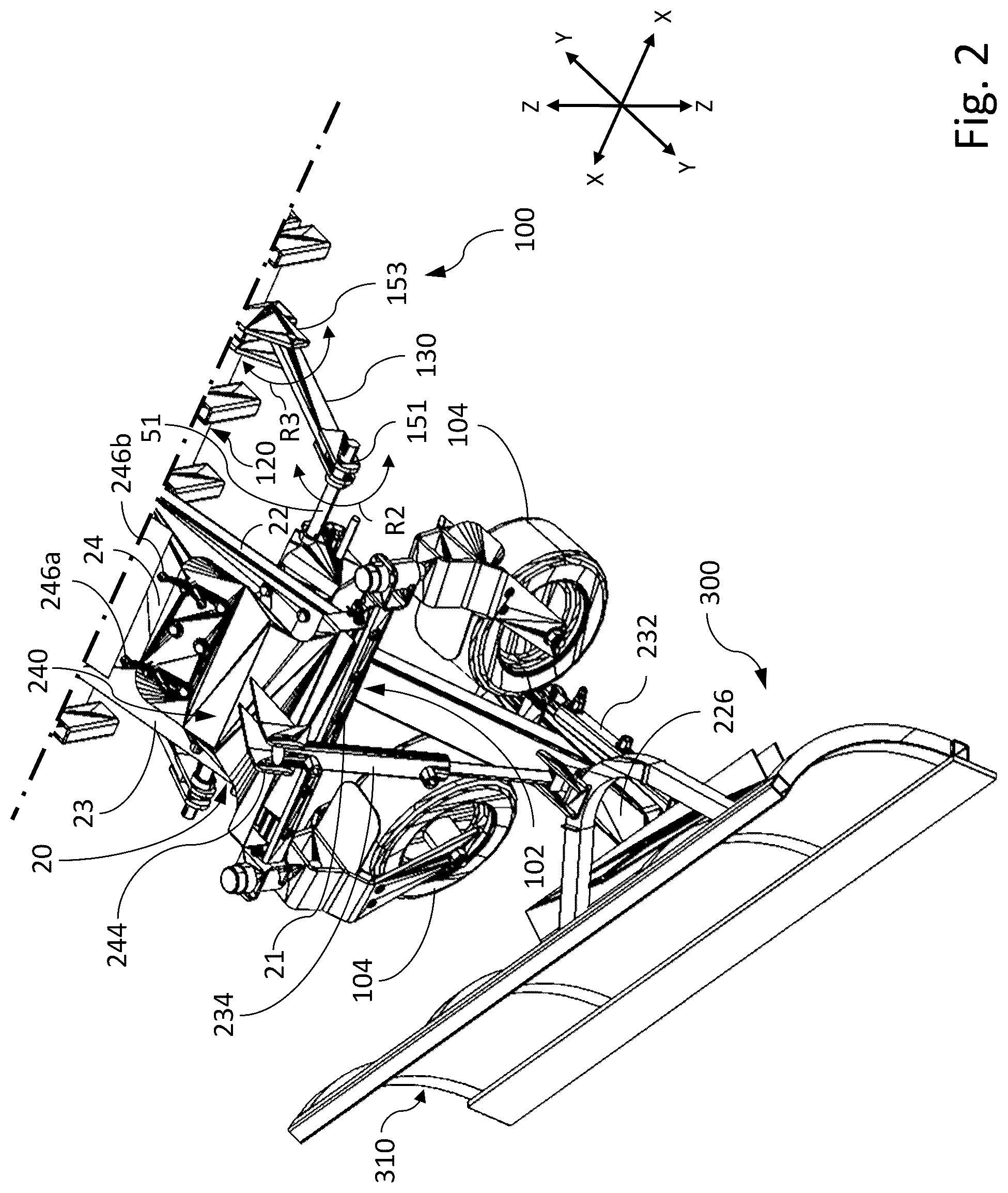 Patent US12305346 Figure 2 – Snowplow hookups for work machines