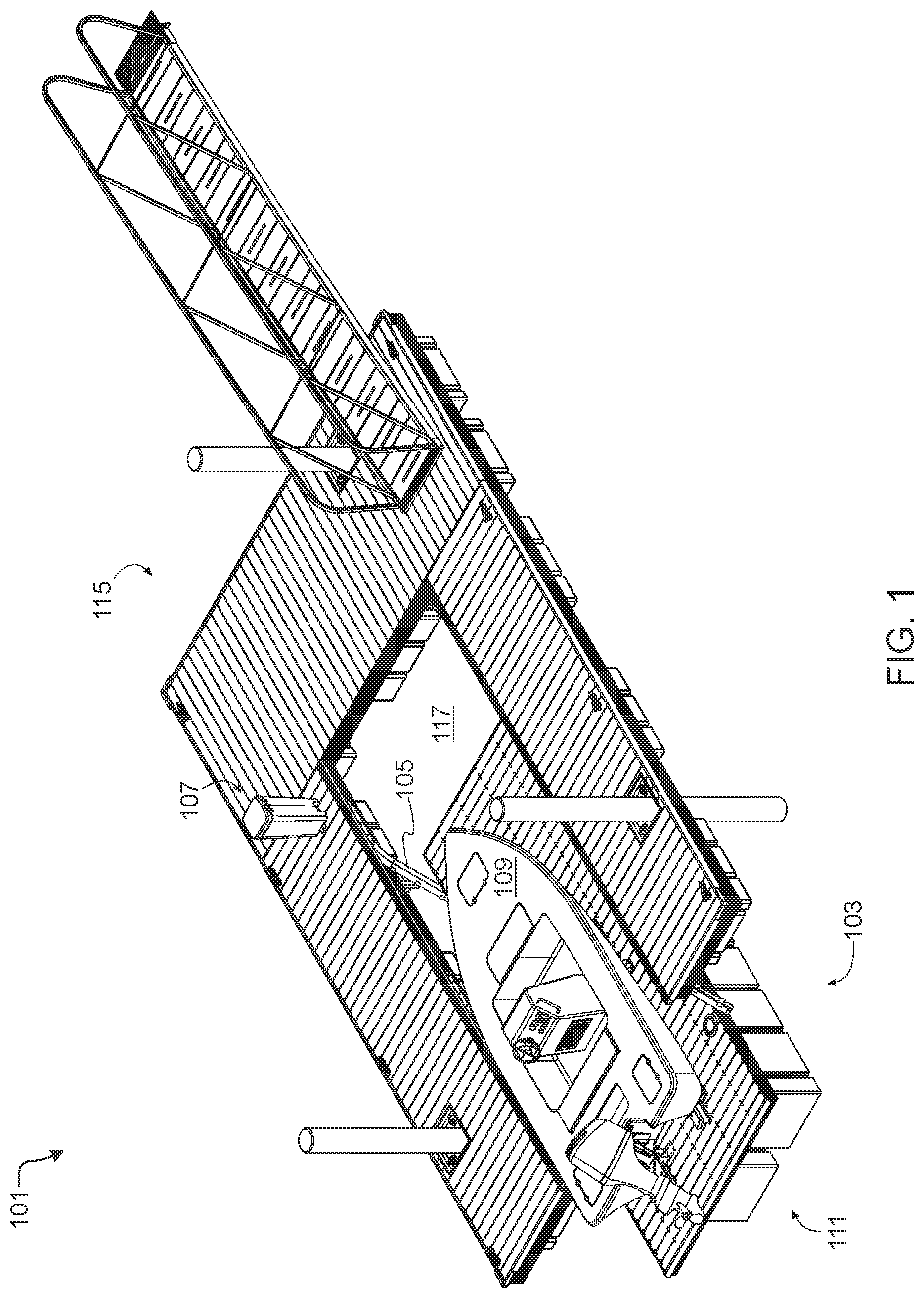 Patent US12305347 — Marine rail lift system — Figure 1